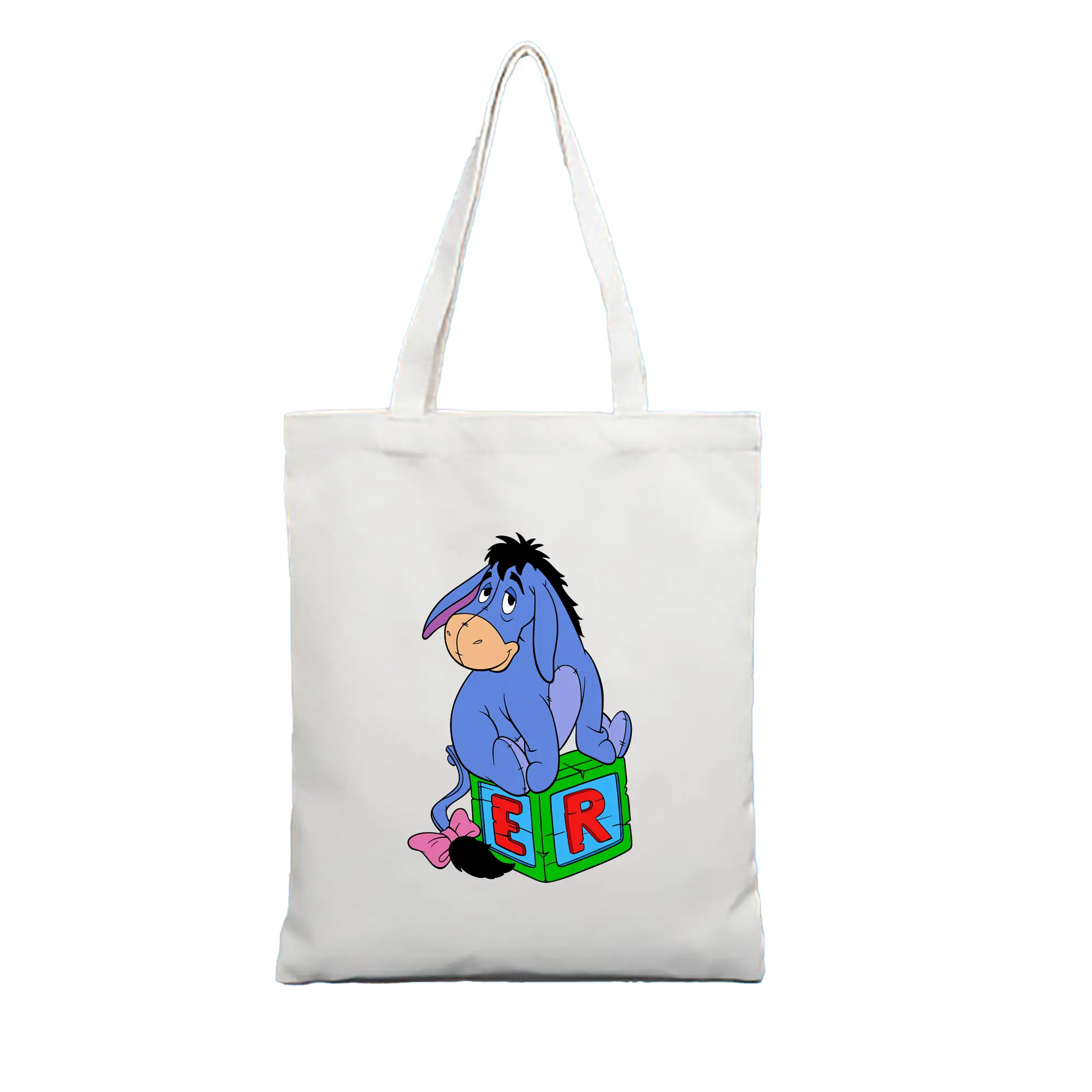 プーさん グッズ イーヨー - 縦型キャンバス手提げバッグ（トートバッグ） ・ キャンバス素材 ・ ショッピング用 ・ 軽量 丈夫 お手入れ簡単