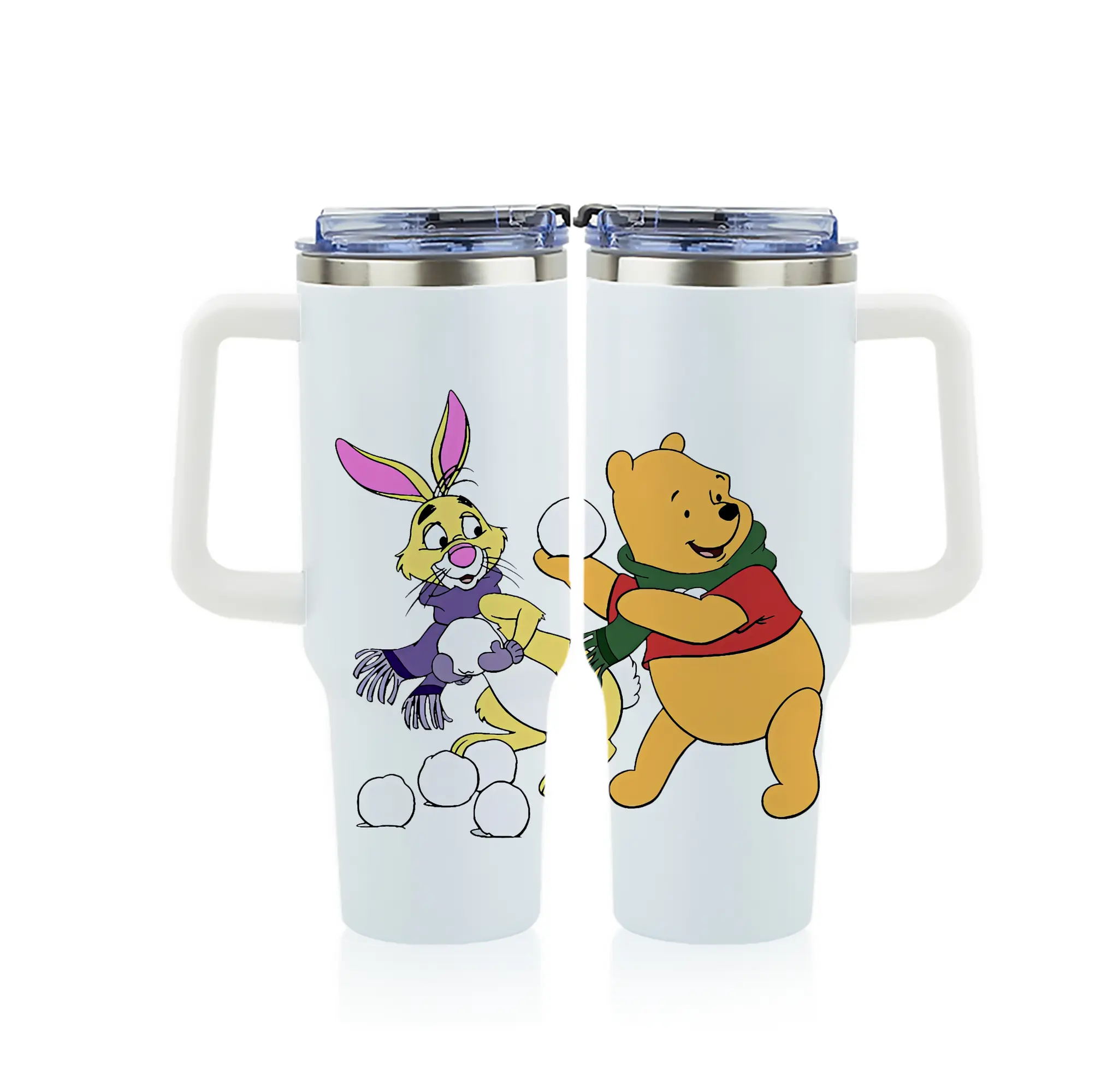 プーさん グッズ ラビット - 1200mL フルプリント車用タンブラー ・ 304ステンレス 内側 ・ 201ステンレス 外側 ・ 保温 保冷 ・ 通勤 ドライブ アウトドア用