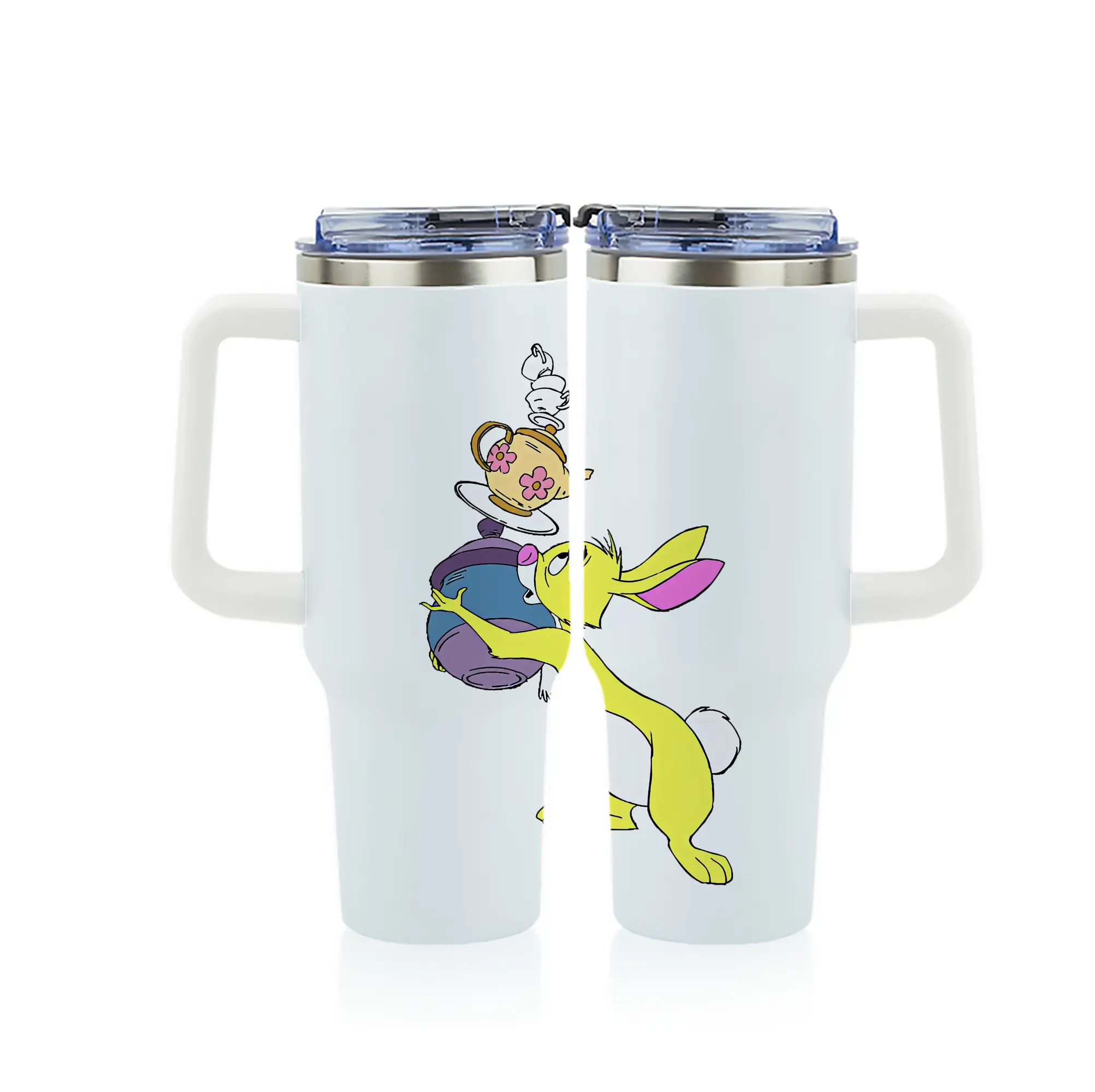 プーさん グッズ ラビット - 1200mL フルプリント車用タンブラー ・ 304ステンレス 内側 ・ 201ステンレス 外側 ・ 保温 保冷 ・ 通勤 ドライブ アウトドア用