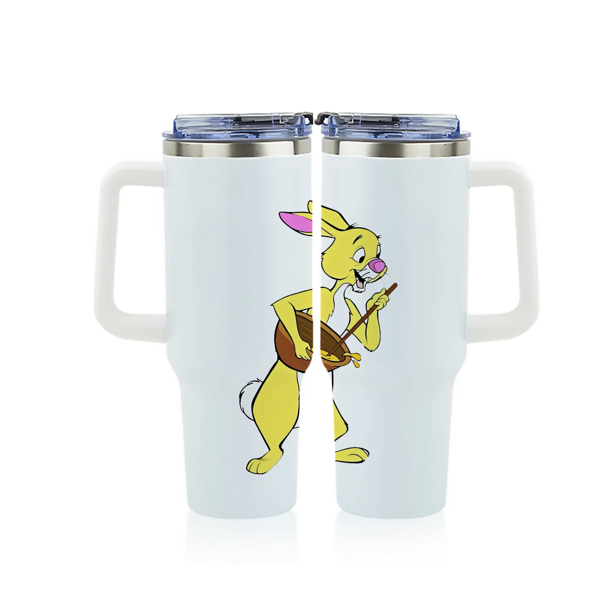 プーさん グッズ ラビット - 1200mL フルプリント車用タンブラー ・ 304ステンレス 内側 ・ 201ステンレス 外側 ・ 保温 保冷 ・ 通勤 ドライブ アウトドア用