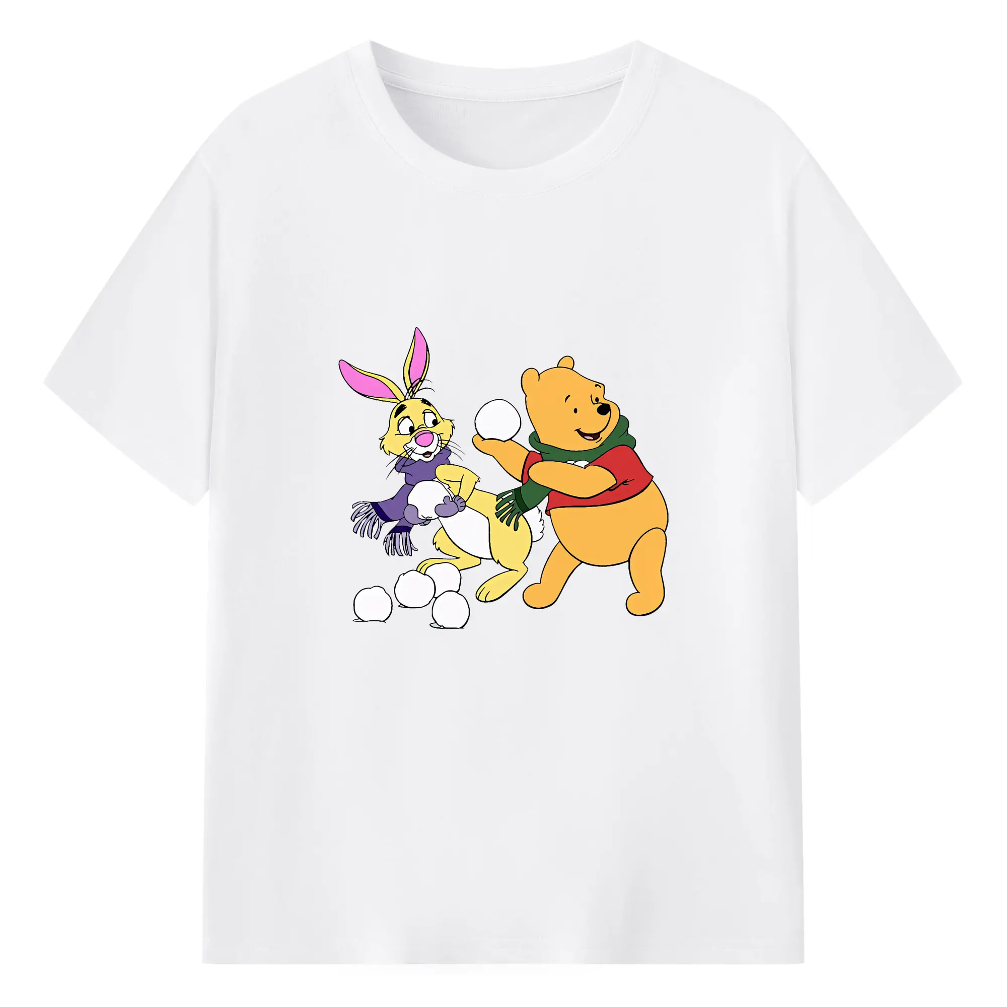 プーさん グッズ ラビット - 綿100％ 半袖Tシャツ ・ フロントプリント ・ 快適 通気性 ・ 日常使い 散歩 スポーツ用