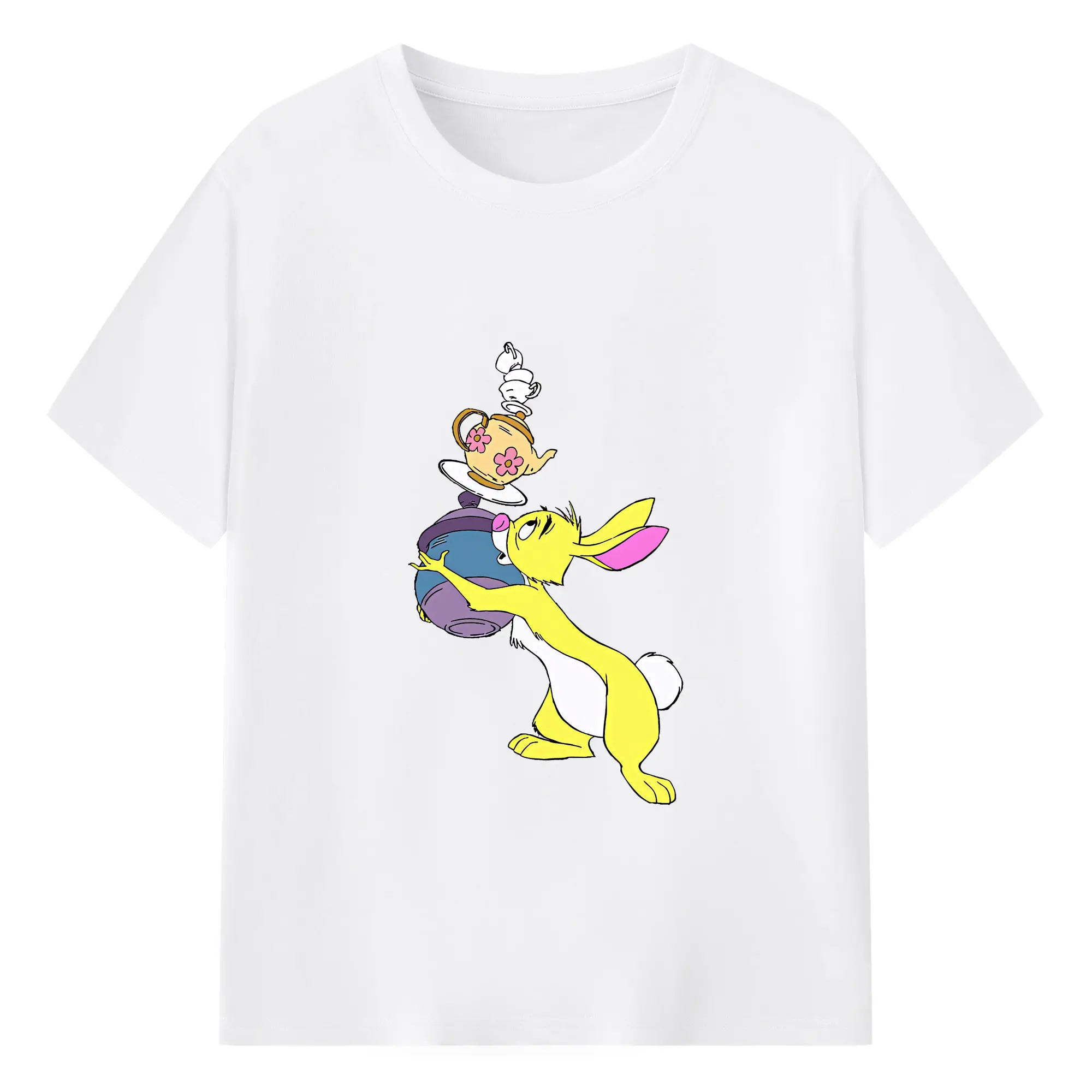 プーさん グッズ ラビット - 綿100％ 半袖Tシャツ ・ フロントプリント ・ 快適 通気性 ・ 日常使い 散歩 スポーツ用