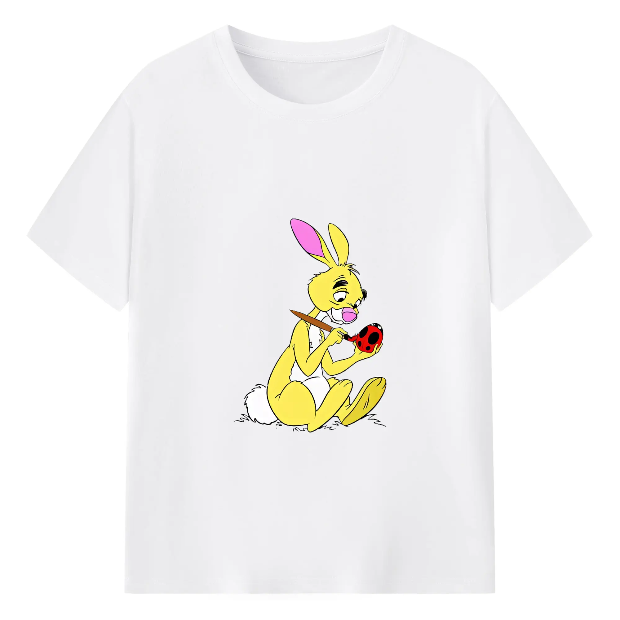 プーさん グッズ ラビット - 綿100％ 半袖Tシャツ ・ フロントプリント ・ 快適 通気性 ・ 日常使い 散歩 スポーツ用