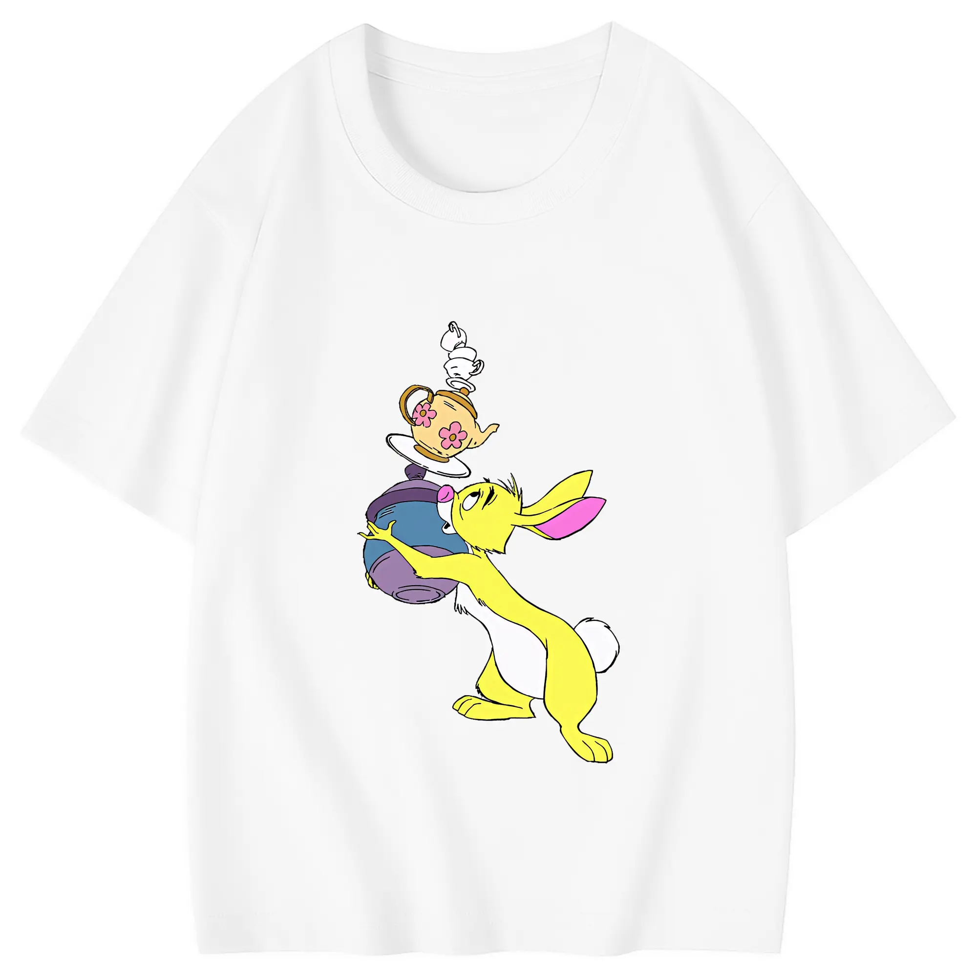 プーさん グッズ ラビット - 綿100％ キッズTシャツ ・ フロントプリント ・ 快適 通気性 ・ スポーツ カジュアル 散歩用