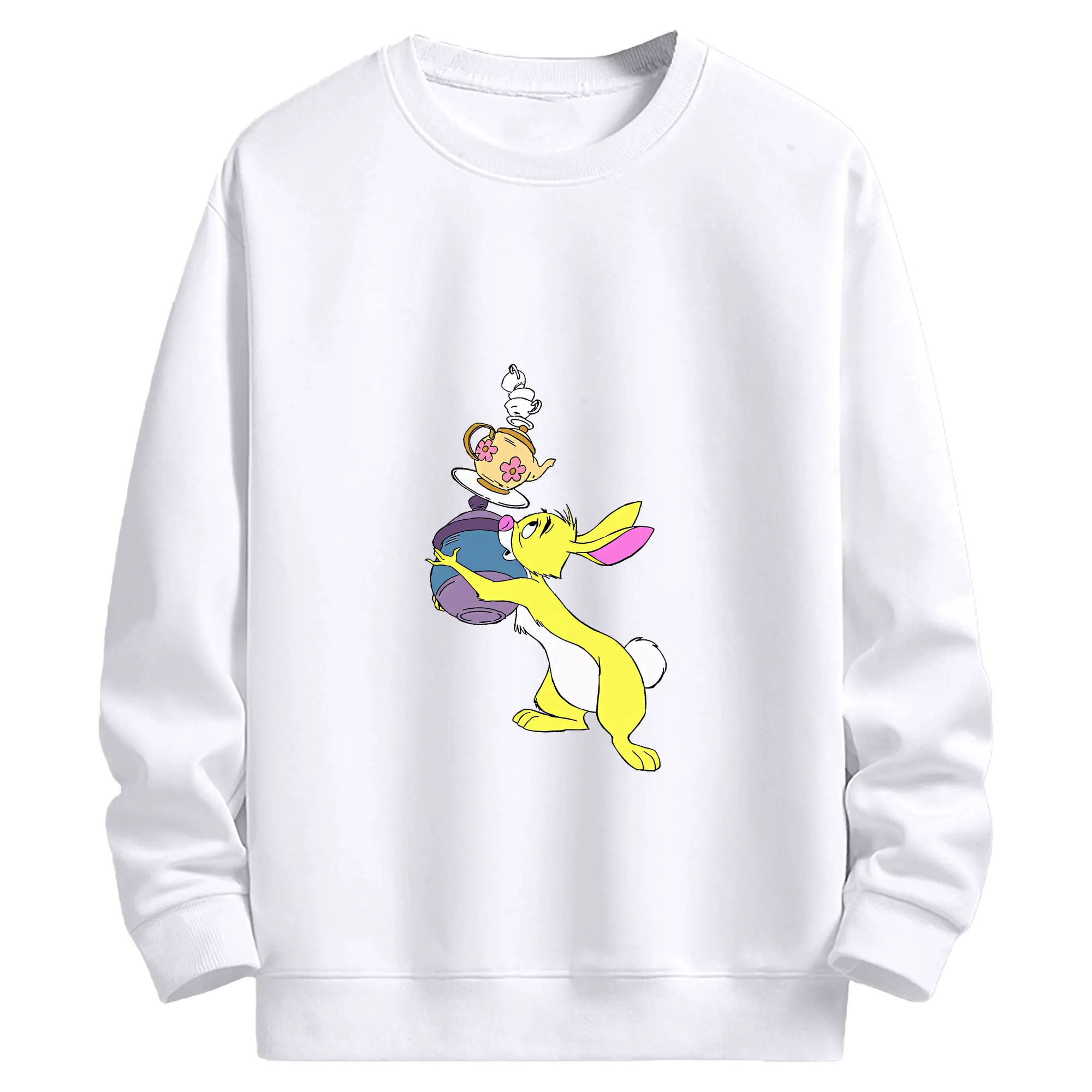 プーさん グッズ ラビット - 高品質 クルーネック スウェット ・ コットン59％ ポリエステル41％ ・ ユニセックス 長袖 トレーナー ・ カジュアル デイリー スポーツ 散歩用