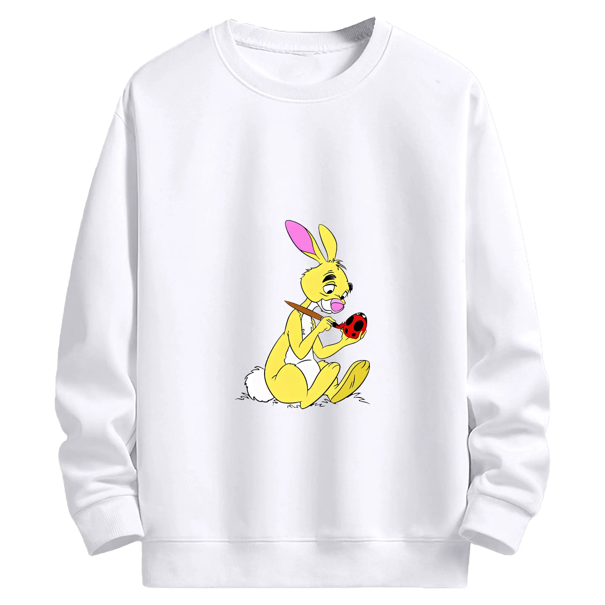 プーさん グッズ ラビット - 高品質 クルーネック スウェット ・ コットン59％ ポリエステル41％ ・ ユニセックス 長袖 トレーナー ・ カジュアル デイリー スポーツ 散歩用