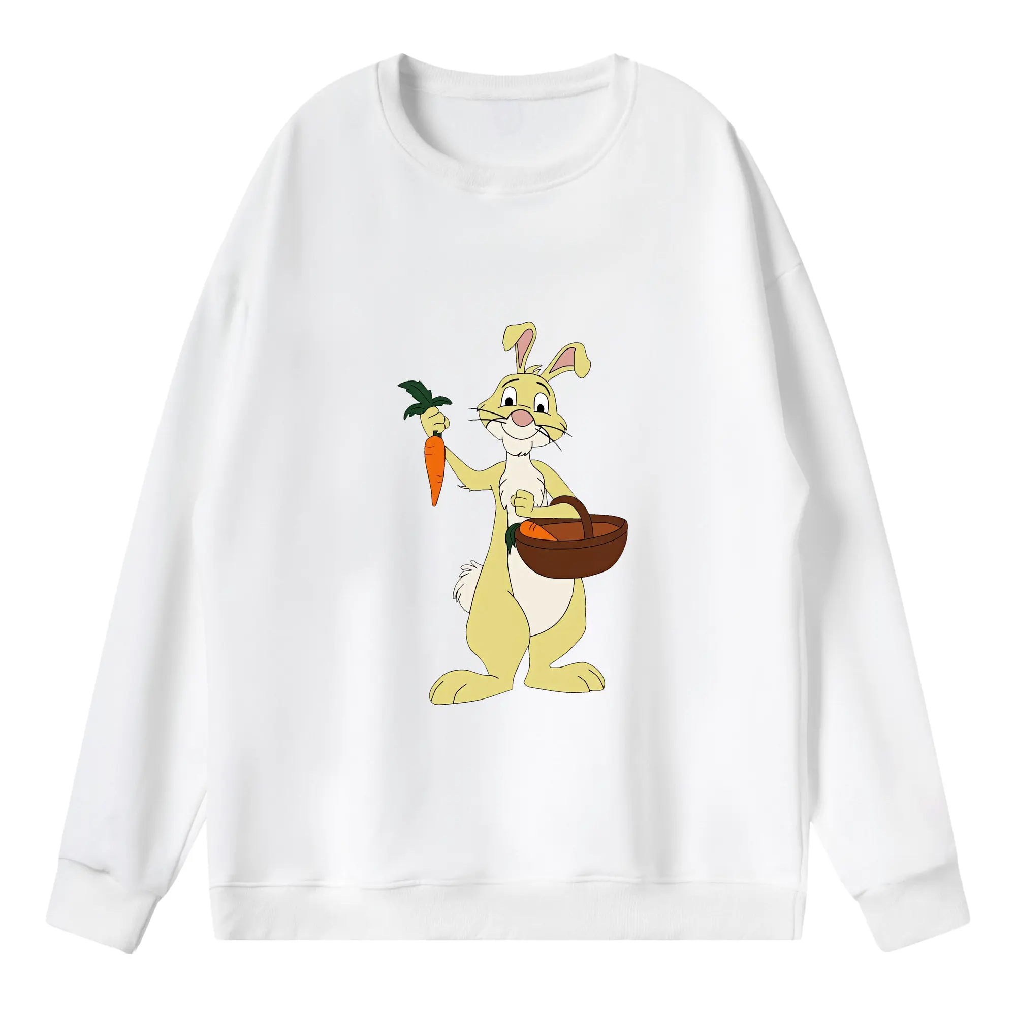 プーさん グッズ ラビット - 薄手 クルーネック スウェット 裏毛260g · ポリエステル 春秋向け カジュアル 男女兼用 · トレーナー デイリー スポーツ 散歩に最適