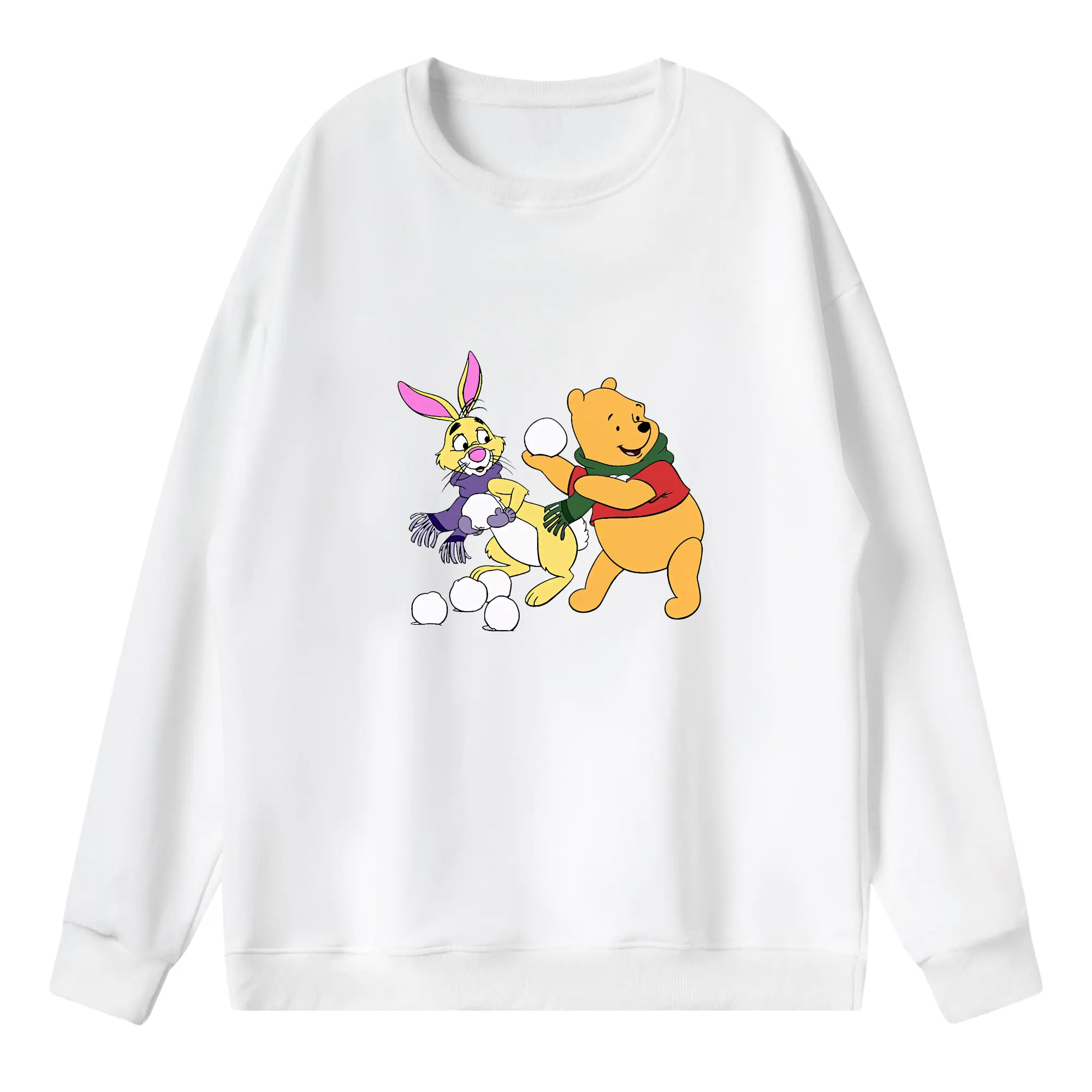 プーさん グッズ ラビット - 薄手 クルーネック スウェット 裏毛260g · ポリエステル 春秋向け カジュアル 男女兼用 · トレーナー デイリー スポーツ 散歩に最適