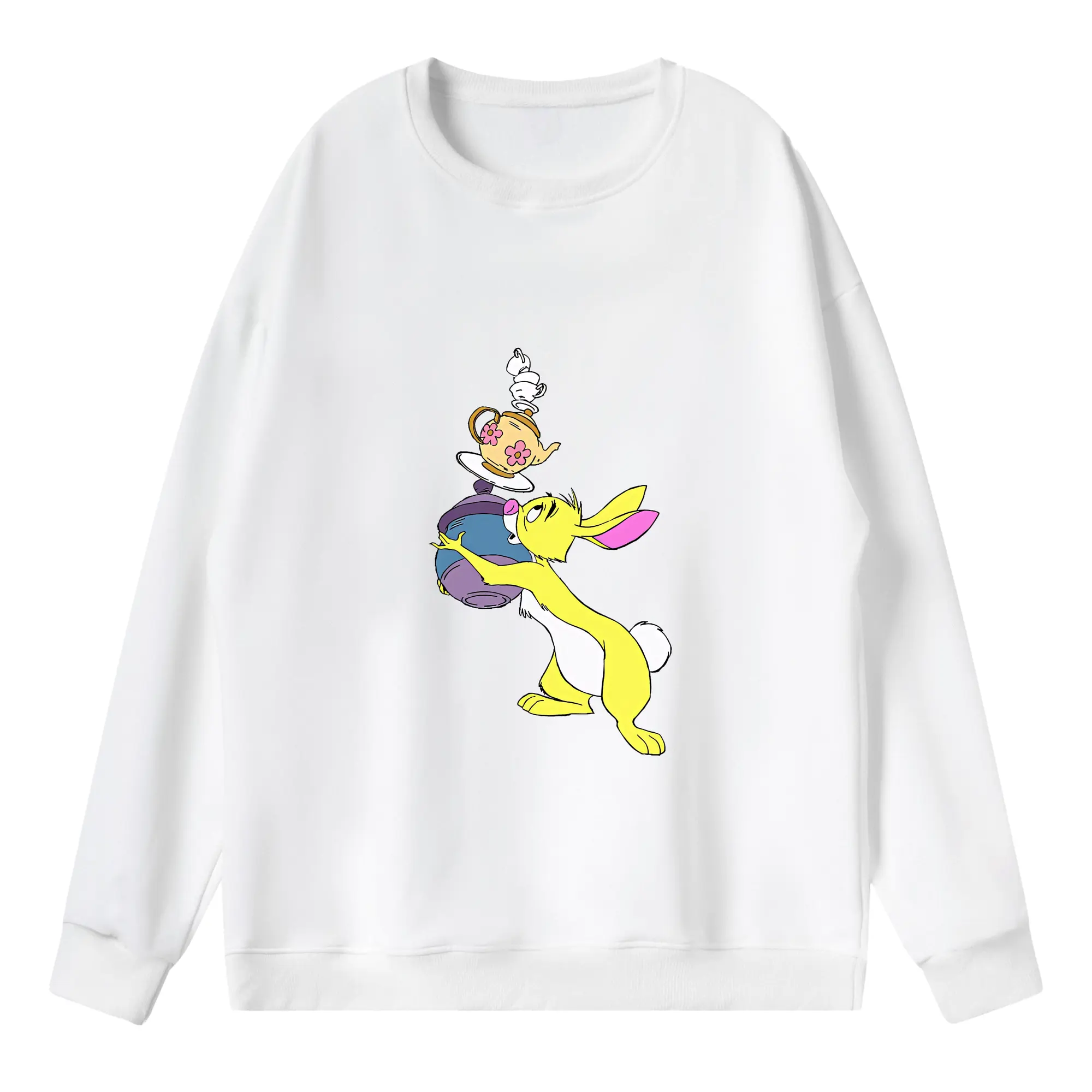 プーさん グッズ ラビット - 薄手 クルーネック スウェット 裏毛260g · ポリエステル 春秋向け カジュアル 男女兼用 · トレーナー デイリー スポーツ 散歩に最適