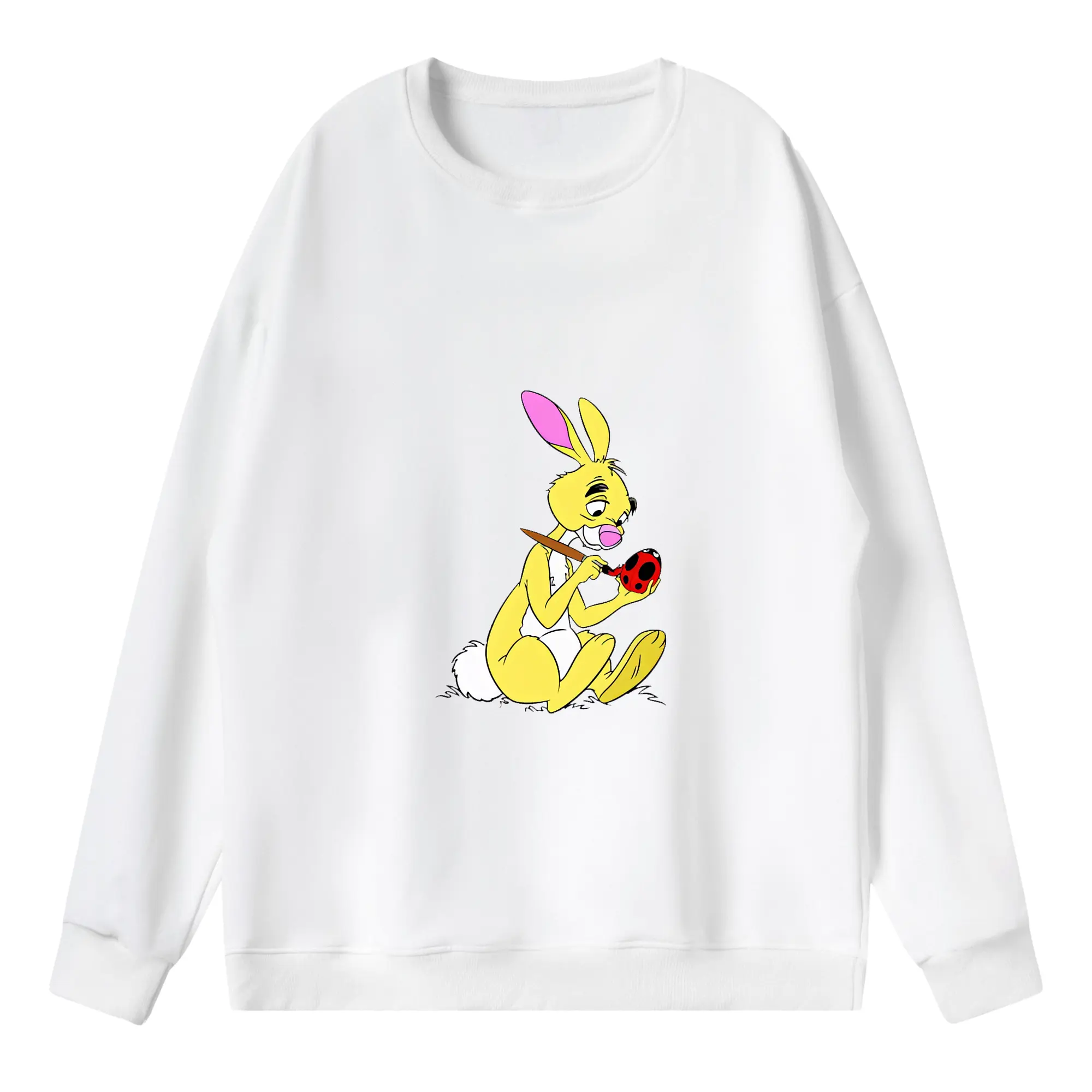 プーさん グッズ ラビット - 薄手 クルーネック スウェット 裏毛260g · ポリエステル 春秋向け カジュアル 男女兼用 · トレーナー デイリー スポーツ 散歩に最適