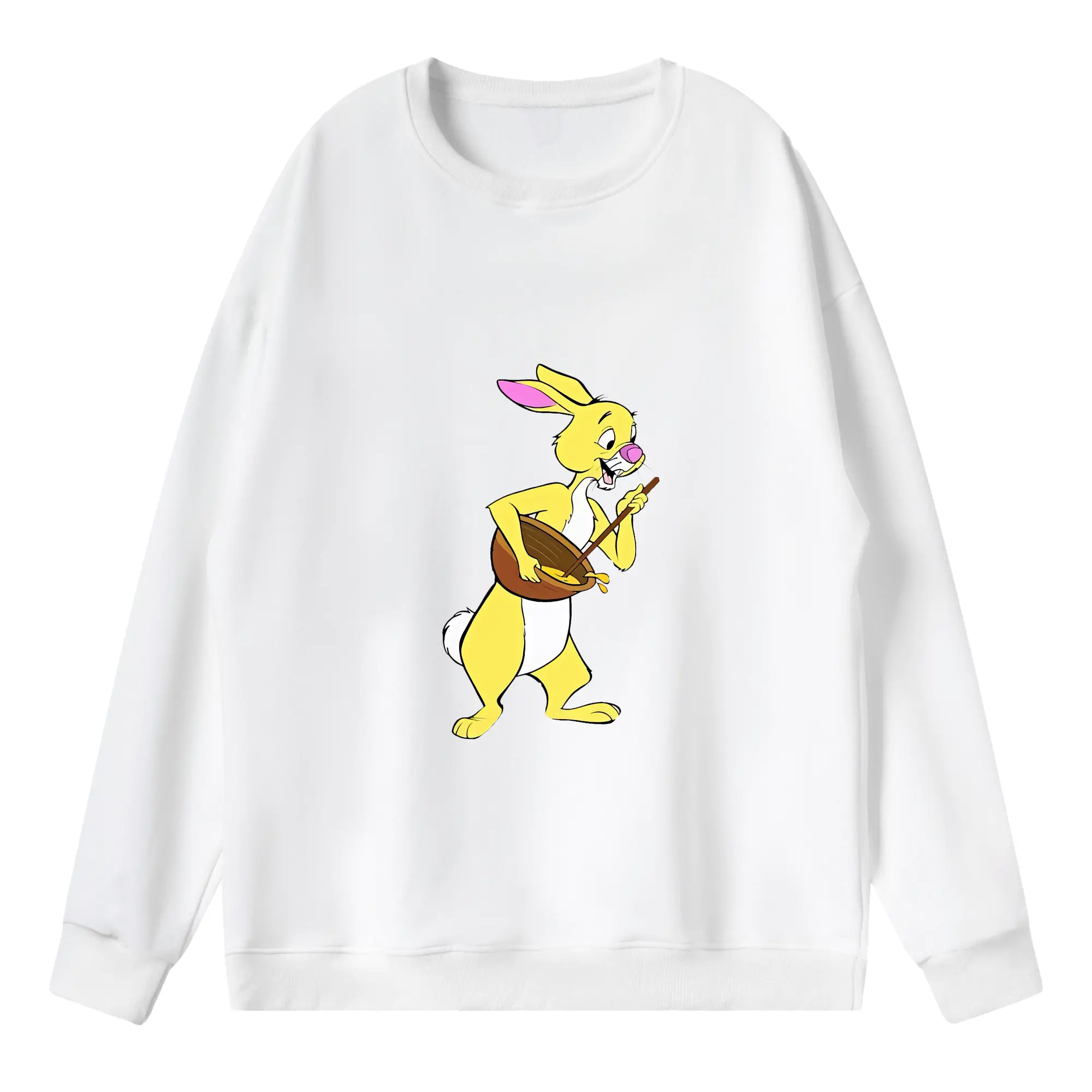 プーさん グッズ ラビット - 薄手 クルーネック スウェット 裏毛260g · ポリエステル 春秋向け カジュアル 男女兼用 · トレーナー デイリー スポーツ 散歩に最適