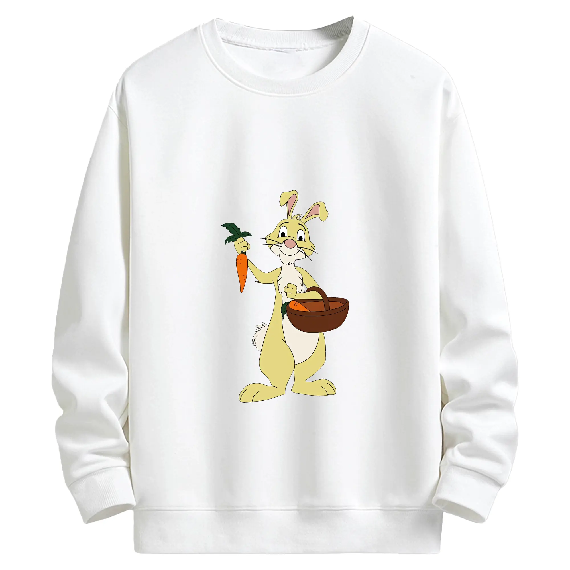 プーさん グッズ ラビット - キッズ クルーネックスウェットシャツ ・ フロントプリント ・ 綿80％ ポリエステル20％ ・ 快適 通学 スポーツ 日常使い お散歩用