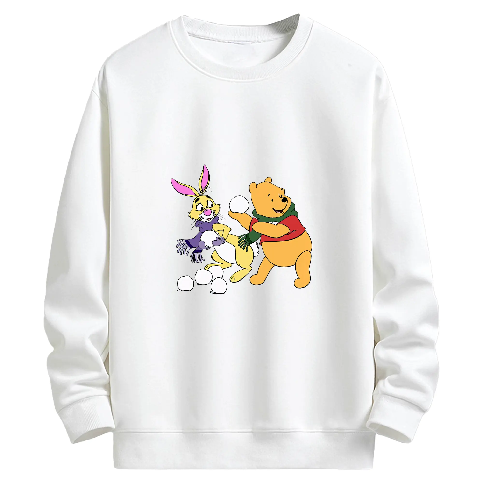 プーさん グッズ ラビット - キッズ クルーネックスウェットシャツ ・ フロントプリント ・ 綿80％ ポリエステル20％ ・ 快適 通学 スポーツ 日常使い お散歩用