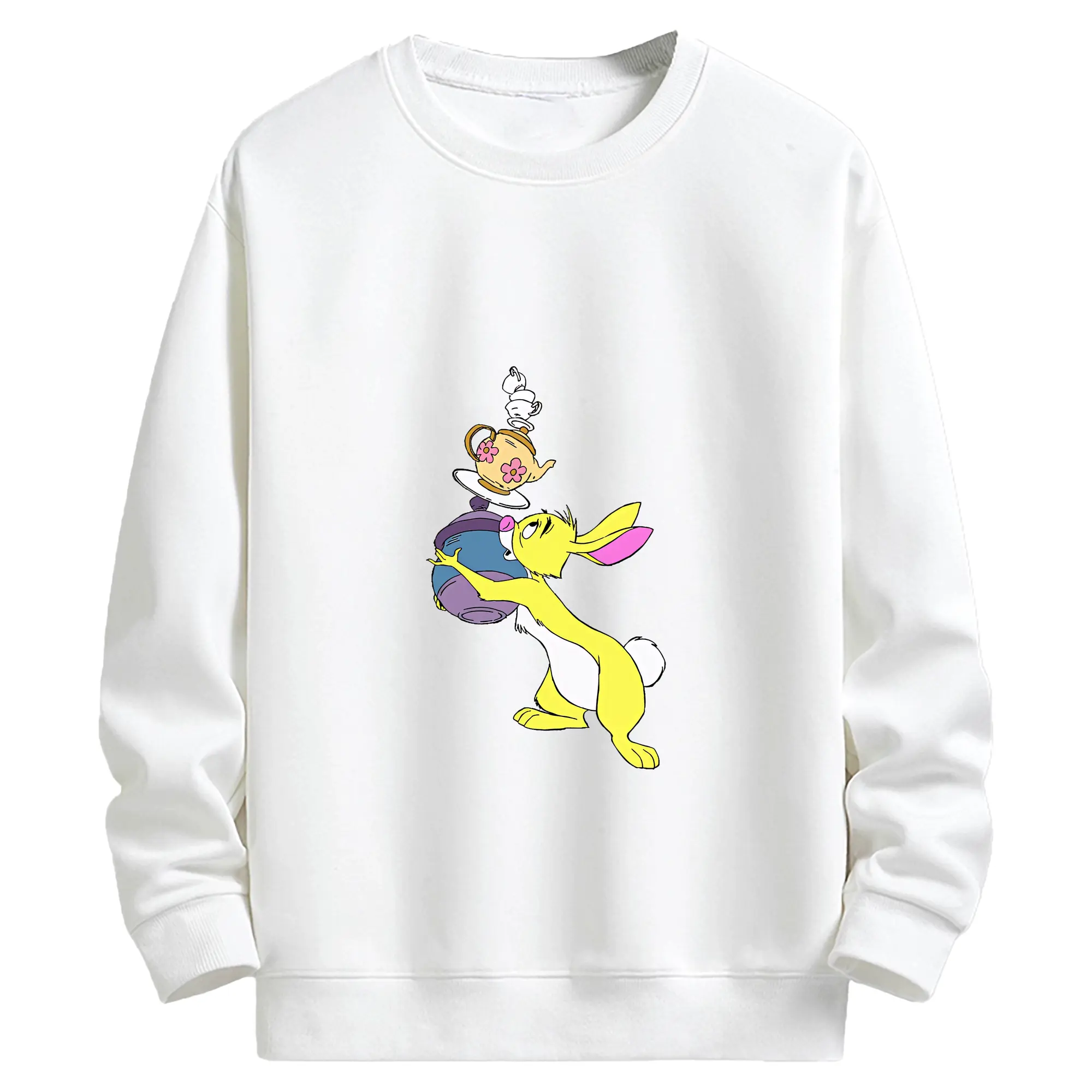 プーさん グッズ ラビット - キッズ クルーネックスウェットシャツ ・ フロントプリント ・ 綿80％ ポリエステル20％ ・ 快適 通学 スポーツ 日常使い お散歩用