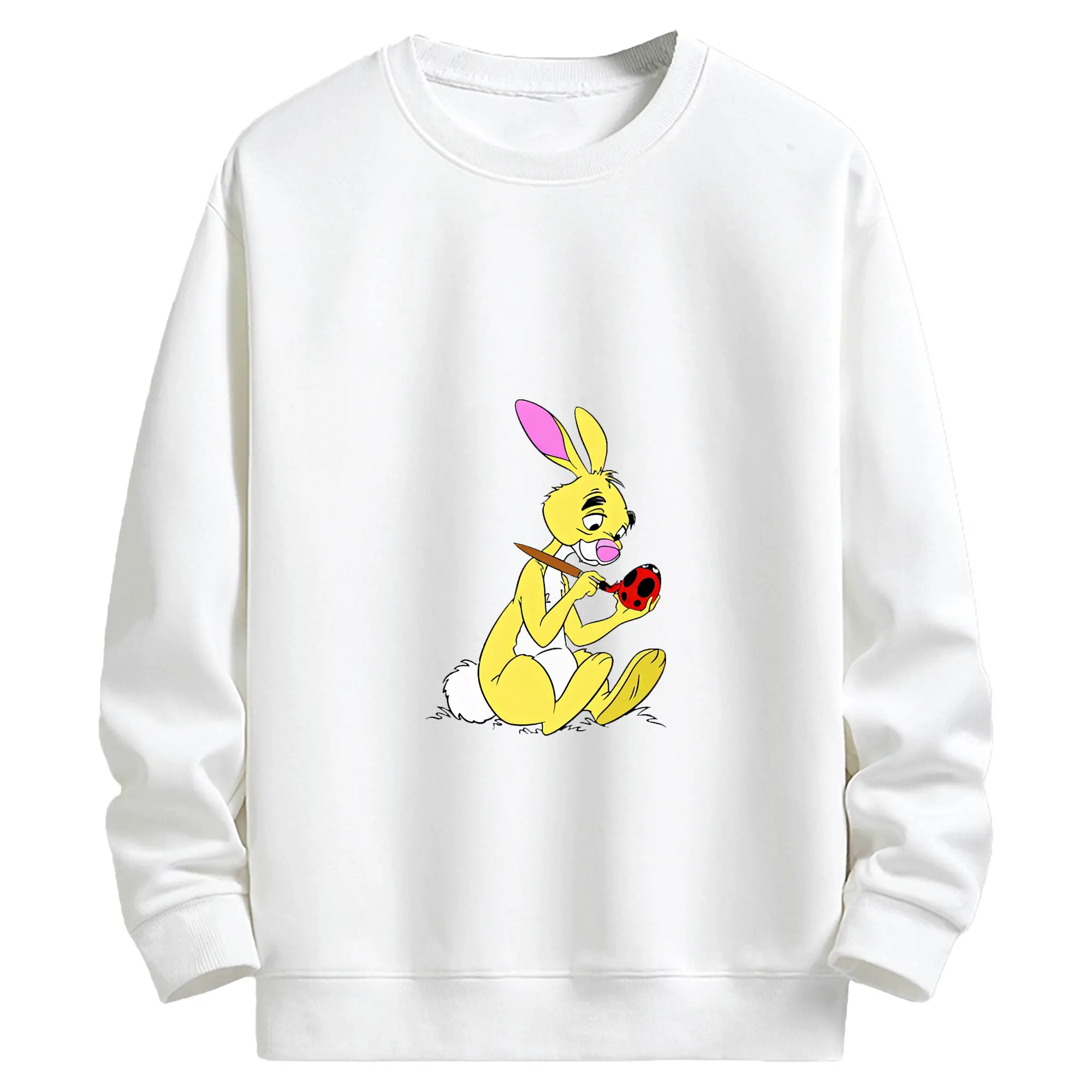 プーさん グッズ ラビット - キッズ クルーネックスウェットシャツ ・ フロントプリント ・ 綿80％ ポリエステル20％ ・ 快適 通学 スポーツ 日常使い お散歩用