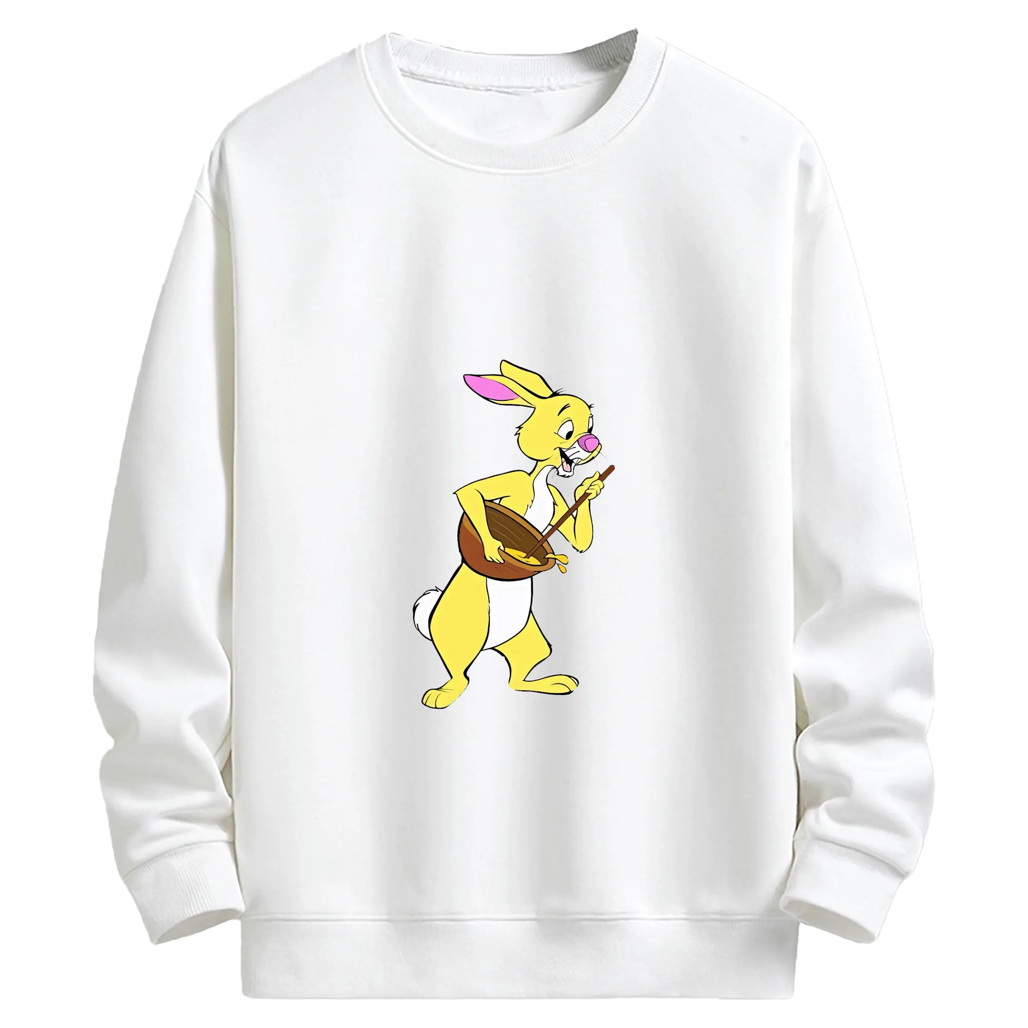 プーさん グッズ ラビット - キッズ クルーネックスウェットシャツ ・ フロントプリント ・ 綿80％ ポリエステル20％ ・ 快適 通学 スポーツ 日常使い お散歩用