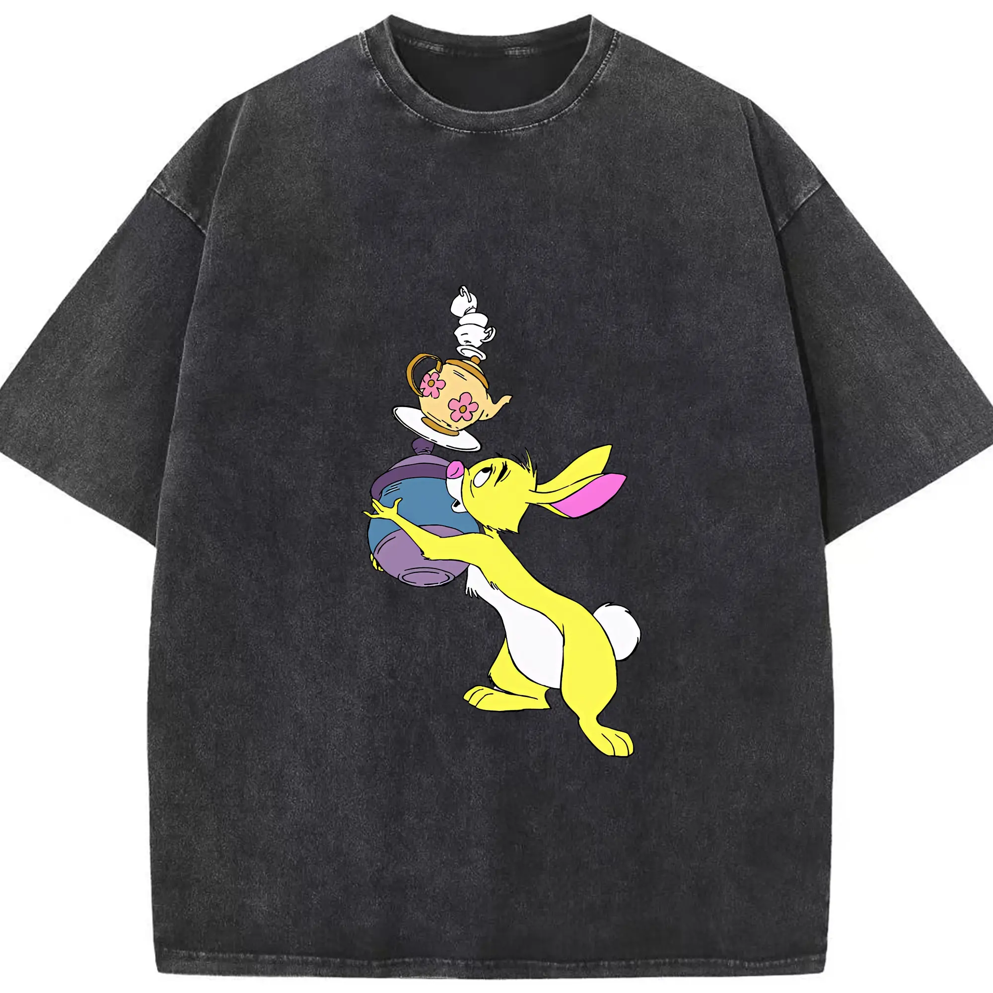 プーさん グッズ ラビット - 綿100％ ヴィンテージ風 半袖Tシャツ ・ フロントプリント ・ 柔らか肌触り ・ 通気性 快適 ・ スポーツ カジュアル 外出用