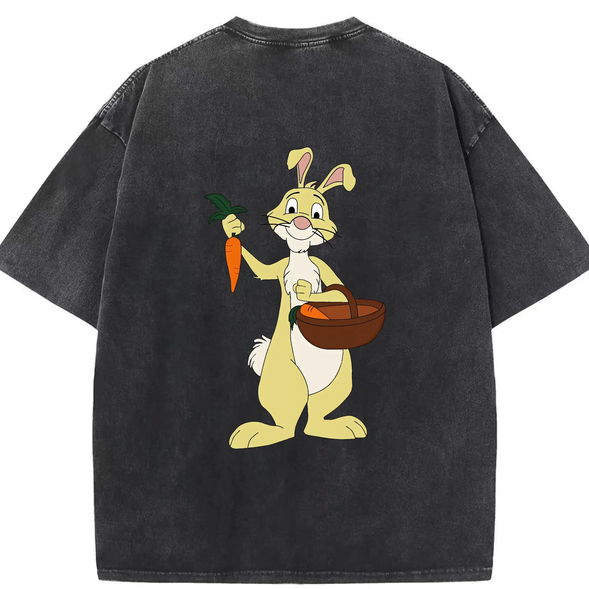 プーさん グッズ ラビット - 綿100％ ヴィンテージ風 半袖Tシャツ ・ 背面プリント ・ 柔らか肌触り ・ 通気性 快適 ・ スポーツ カジュアル 外出用