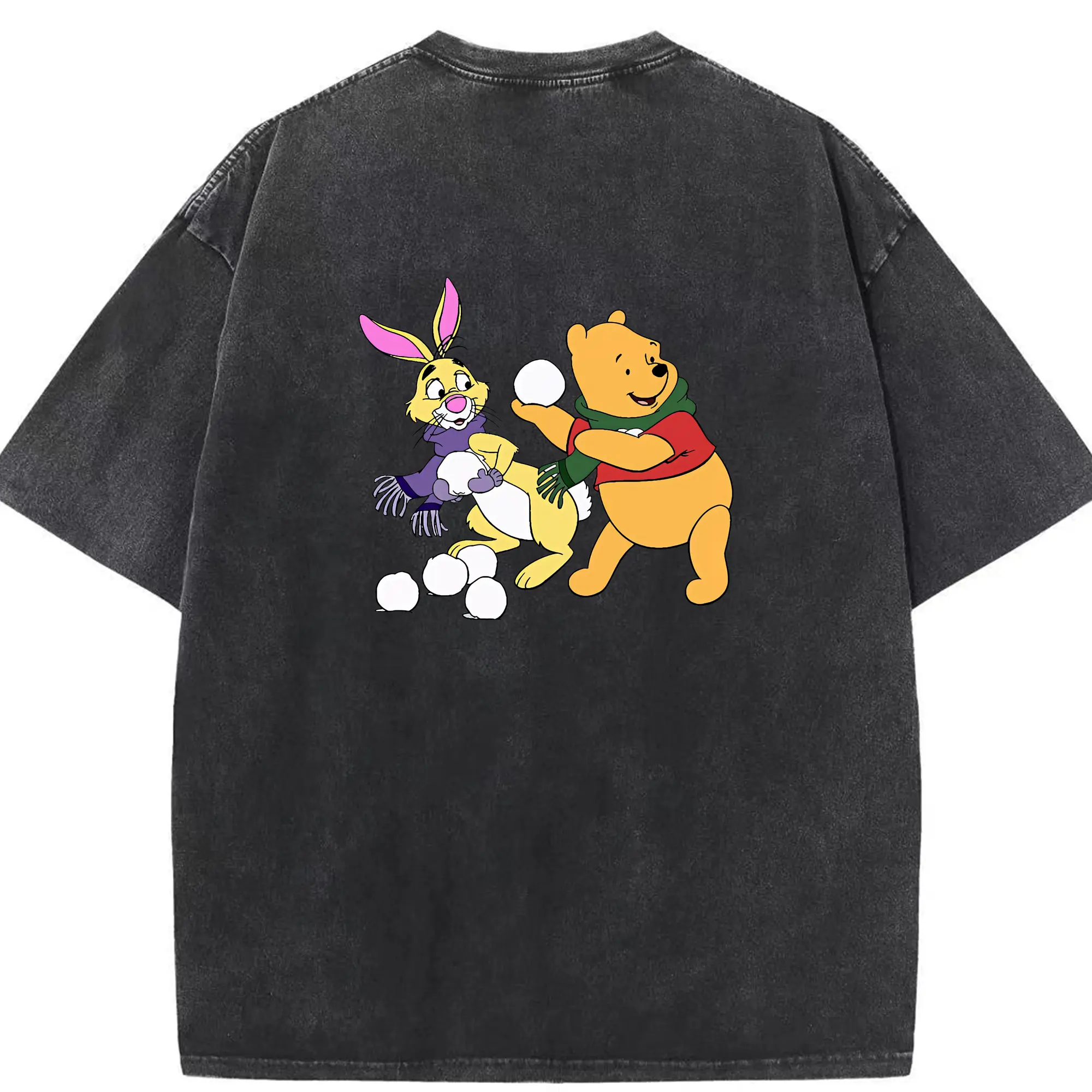 プーさん グッズ ラビット - 綿100％ ヴィンテージ風 半袖Tシャツ ・ 背面プリント ・ 柔らか肌触り ・ 通気性 快適 ・ スポーツ カジュアル 外出用