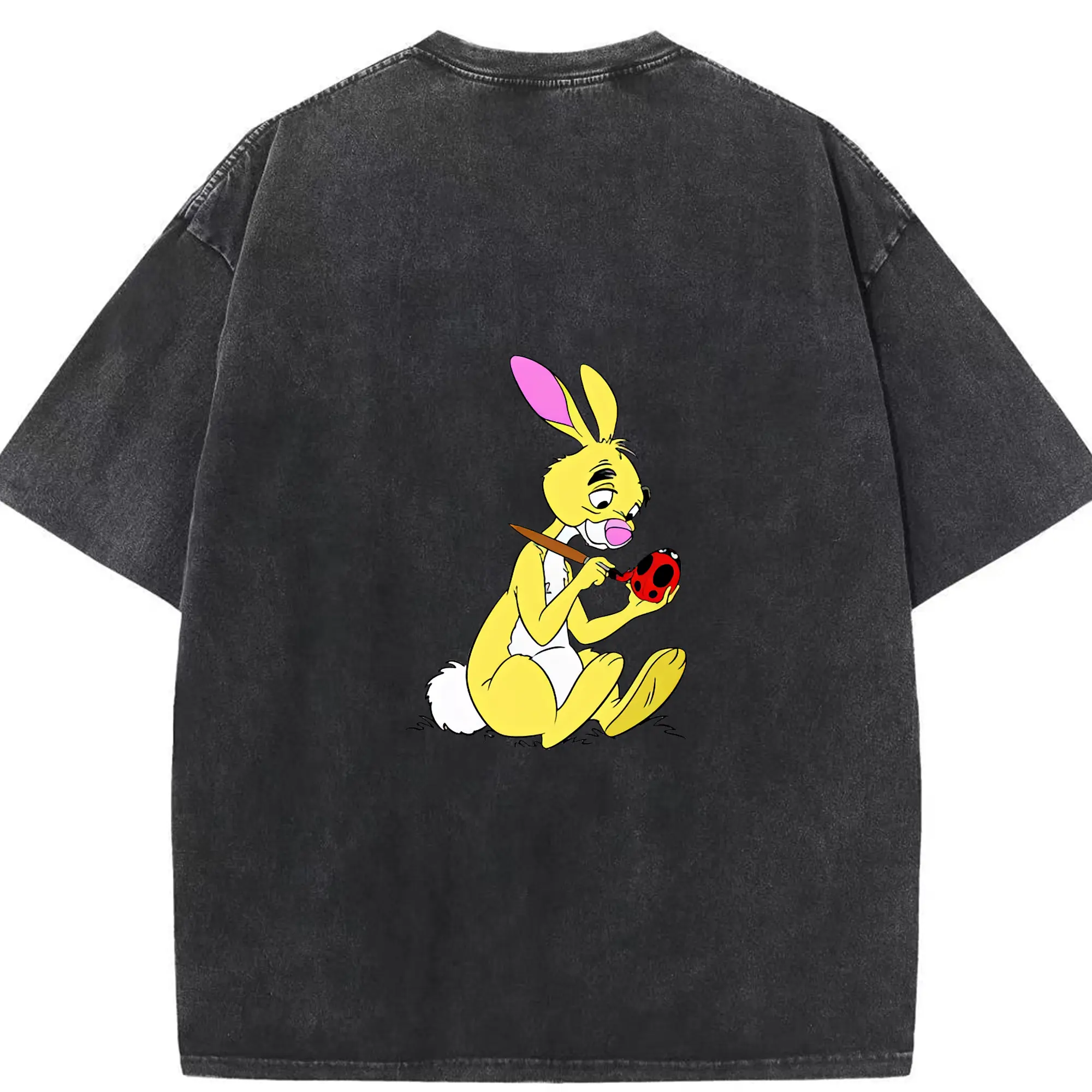 プーさん グッズ ラビット - 綿100％ ヴィンテージ風 半袖Tシャツ ・ 背面プリント ・ 柔らか肌触り ・ 通気性 快適 ・ スポーツ カジュアル 外出用