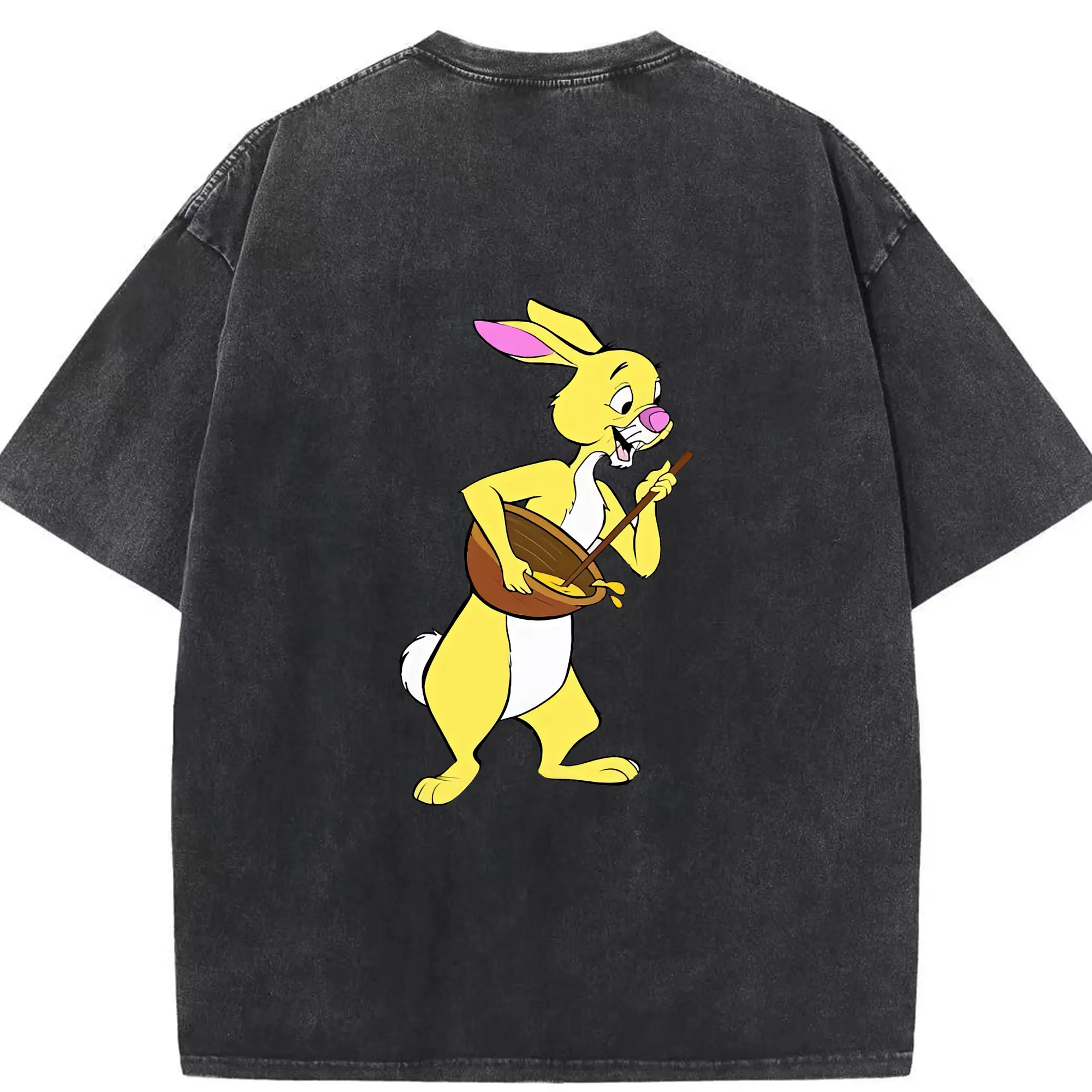 プーさん グッズ ラビット - 綿100％ ヴィンテージ風 半袖Tシャツ ・ 背面プリント ・ 柔らか肌触り ・ 通気性 快適 ・ スポーツ カジュアル 外出用