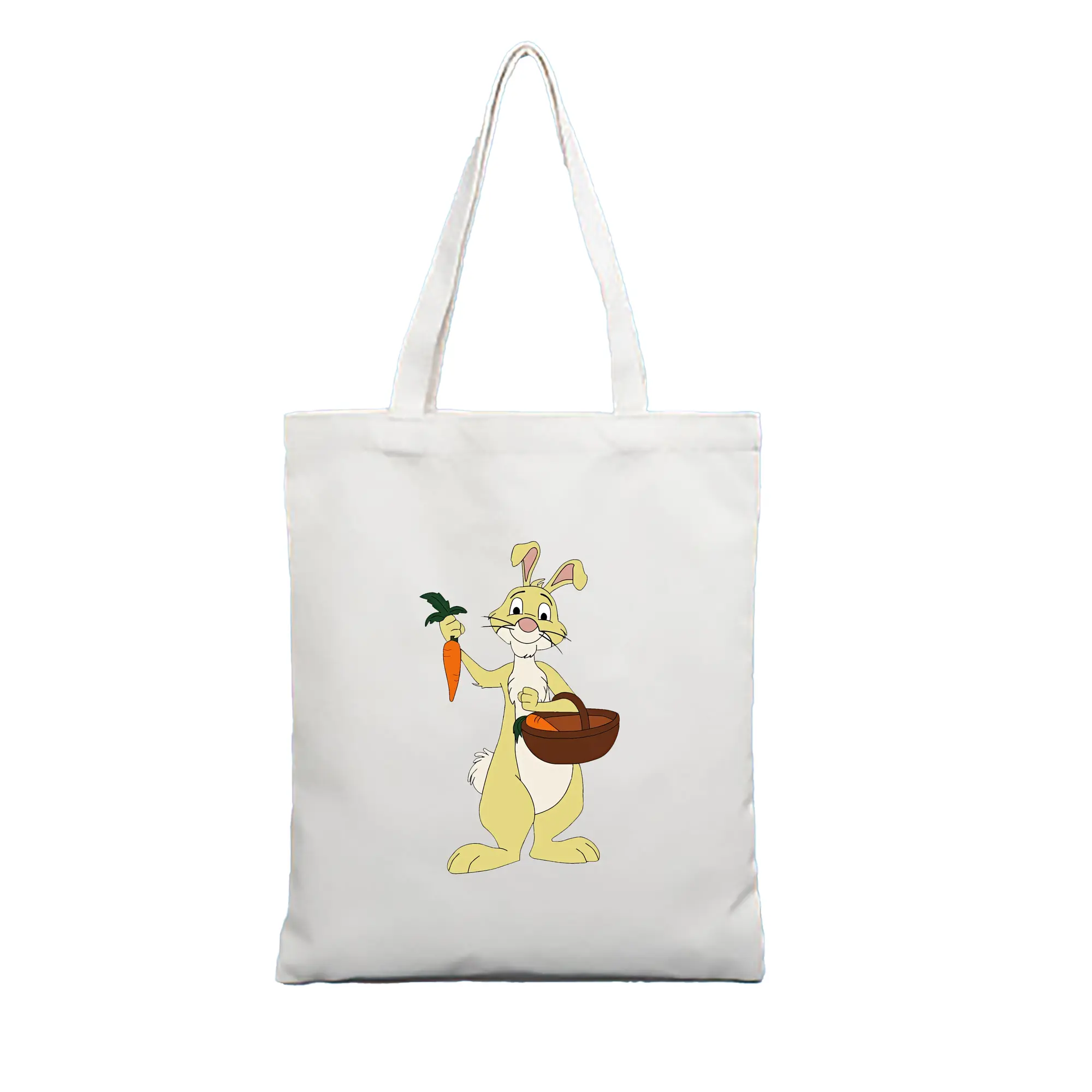 プーさん グッズ ラビット - 縦型キャンバス手提げバッグ（トートバッグ） ・ キャンバス素材 ・ ショッピング用 ・ 軽量 丈夫 お手入れ簡単