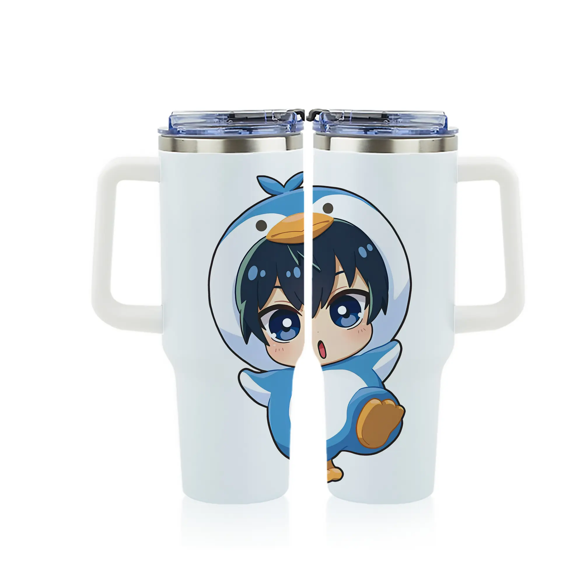 ブルーロック グッズ 潔 世一 - 1200mL フルプリント車用タンブラー ・ 304ステンレス 内側 ・ 201ステンレス 外側 ・ 保温 保冷 ・ 通勤 ドライブ アウトドア用