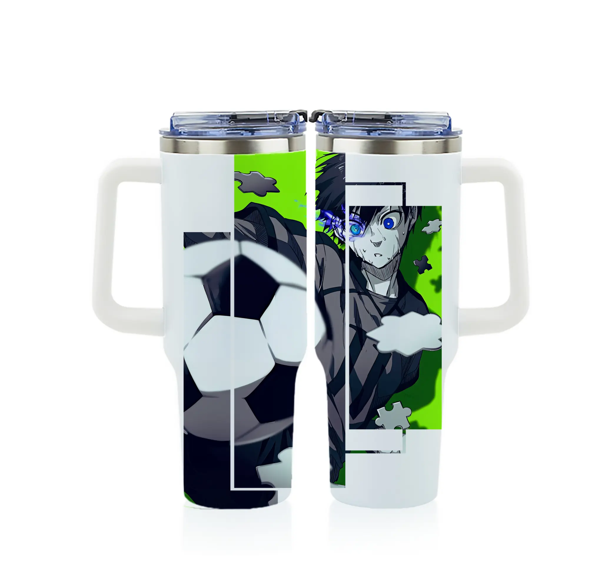 ブルーロック グッズ 潔 世一 - 1200mL フルプリント車用タンブラー ・ 304ステンレス 内側 ・ 201ステンレス 外側 ・ 保温 保冷 ・ 通勤 ドライブ アウトドア用