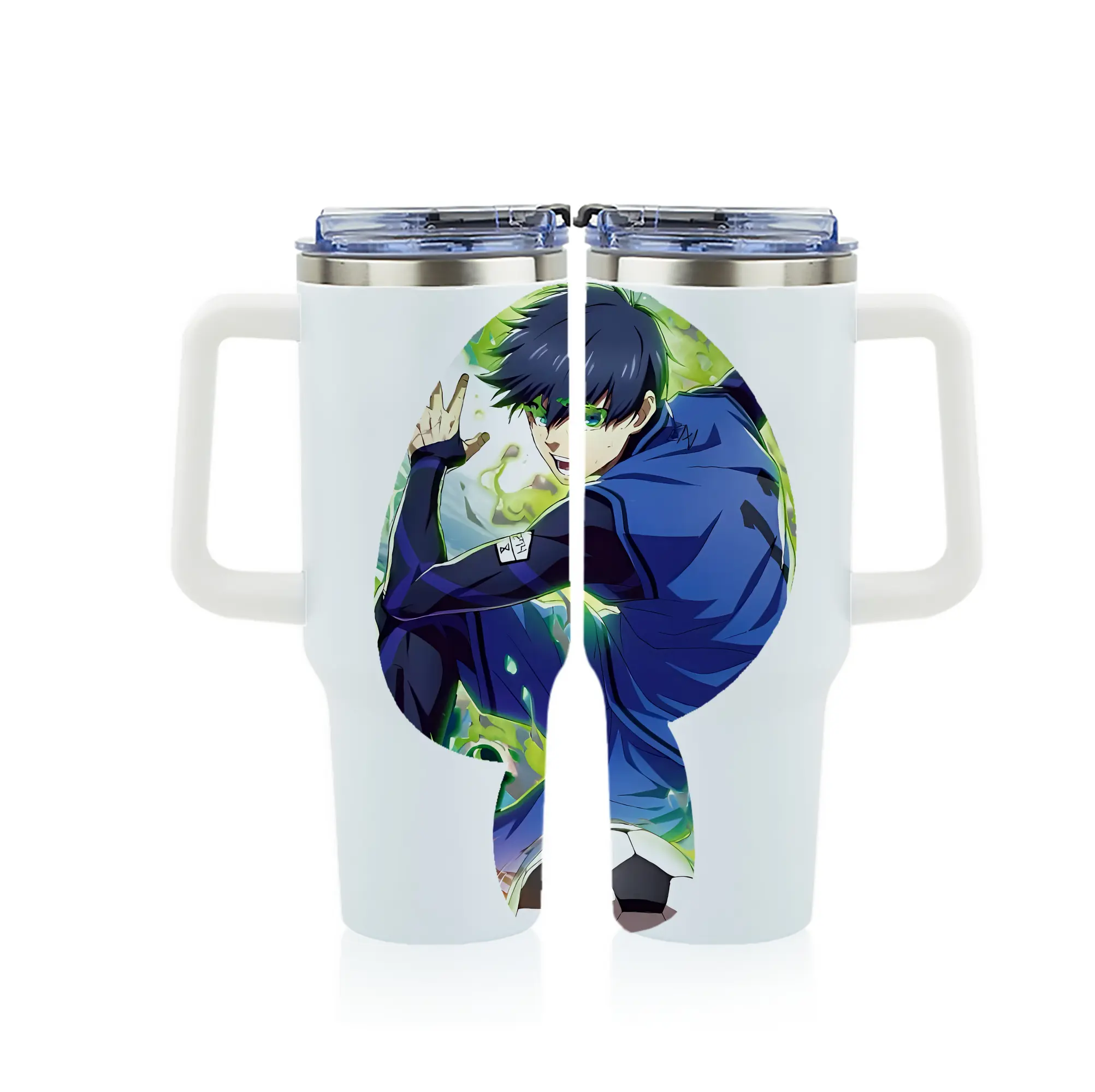 ブルーロック グッズ 潔 世一 - 1200mL フルプリント車用タンブラー ・ 304ステンレス 内側 ・ 201ステンレス 外側 ・ 保温 保冷 ・ 通勤 ドライブ アウトドア用