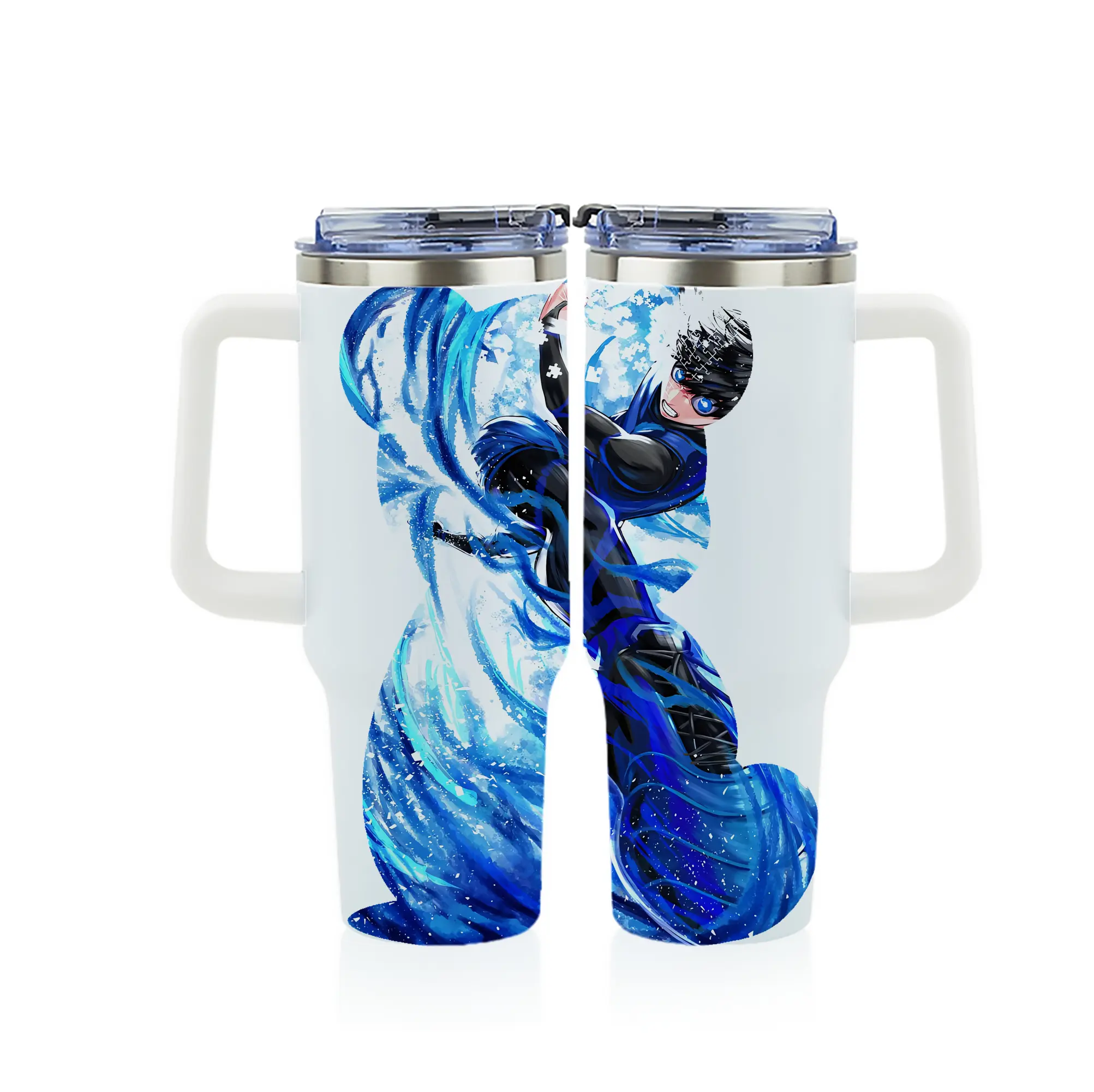 ブルーロック グッズ 潔 世一 - 1200mL フルプリント車用タンブラー ・ 304ステンレス 内側 ・ 201ステンレス 外側 ・ 保温 保冷 ・ 通勤 ドライブ アウトドア用