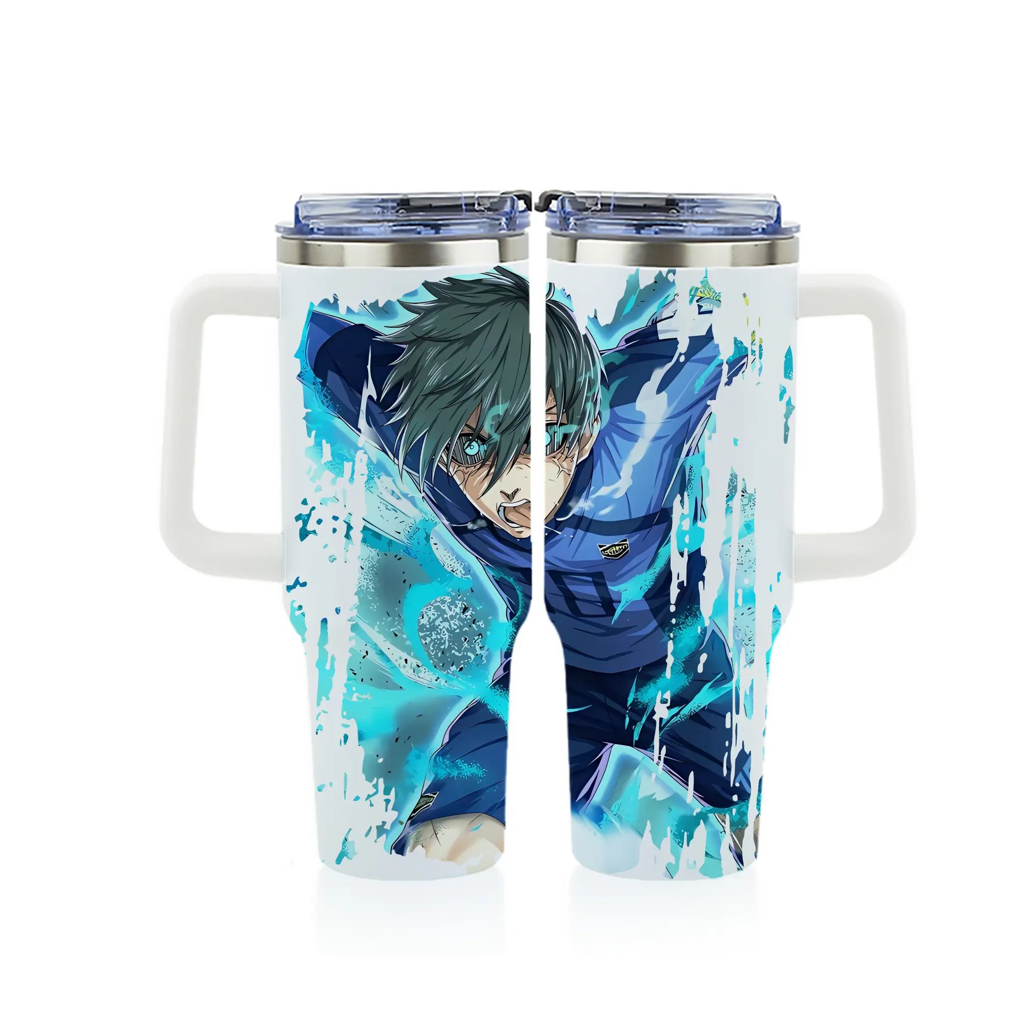 ブルーロック グッズ 潔 世一 - 1200mL フルプリント車用タンブラー ・ 304ステンレス 内側 ・ 201ステンレス 外側 ・ 保温 保冷 ・ 通勤 ドライブ アウトドア用