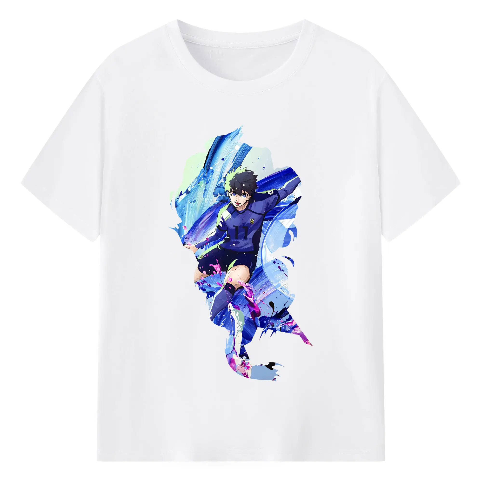 ブルーロック グッズ 潔 世一 - 綿100％ 半袖Tシャツ ・ フロントプリント ・ 快適 通気性 ・ 日常使い 散歩 スポーツ用