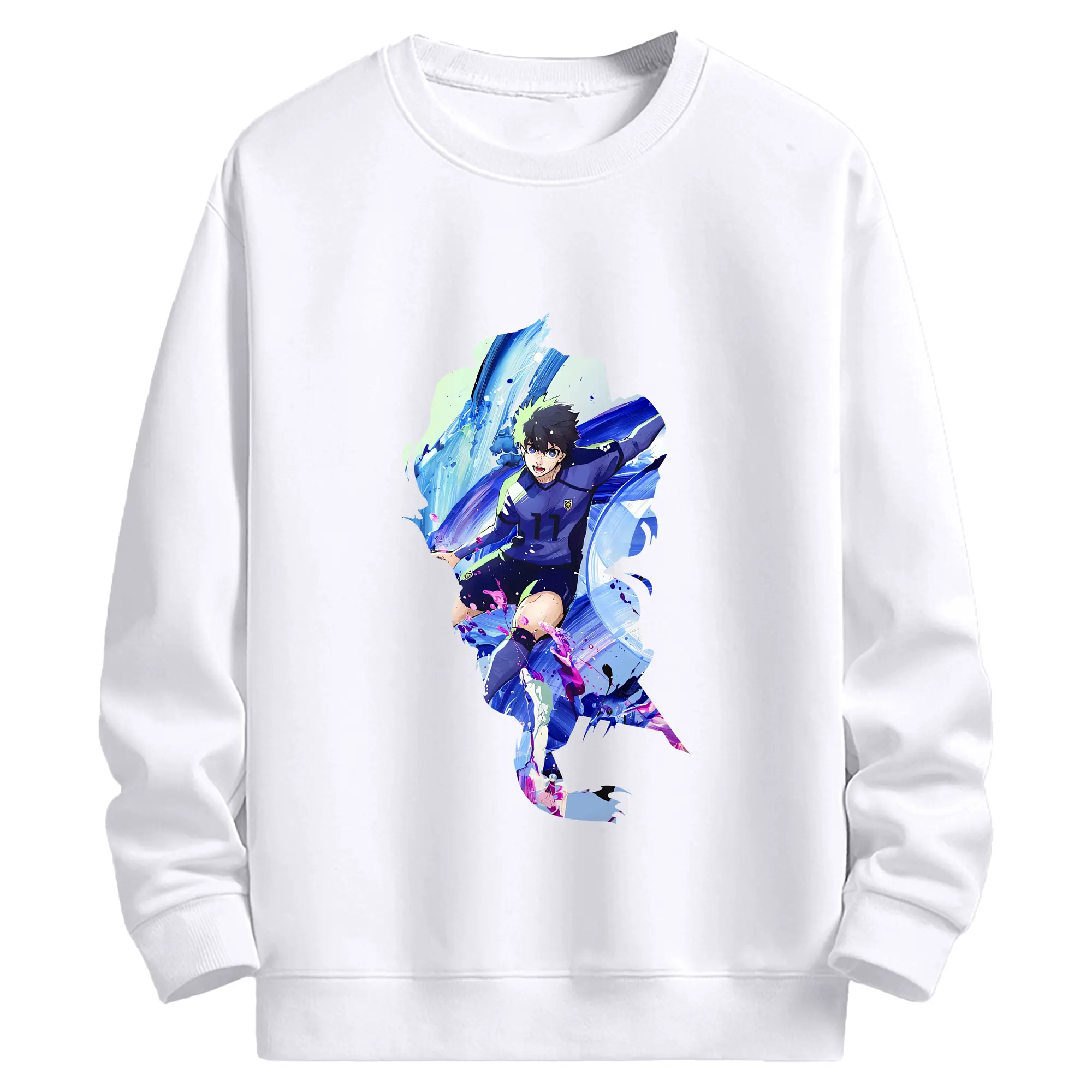 ブルーロック グッズ 潔 世一 - 高品質 クルーネック スウェット ・ コットン59％ ポリエステル41％ ・ ユニセックス 長袖 トレーナー ・ カジュアル デイリー スポーツ 散歩用