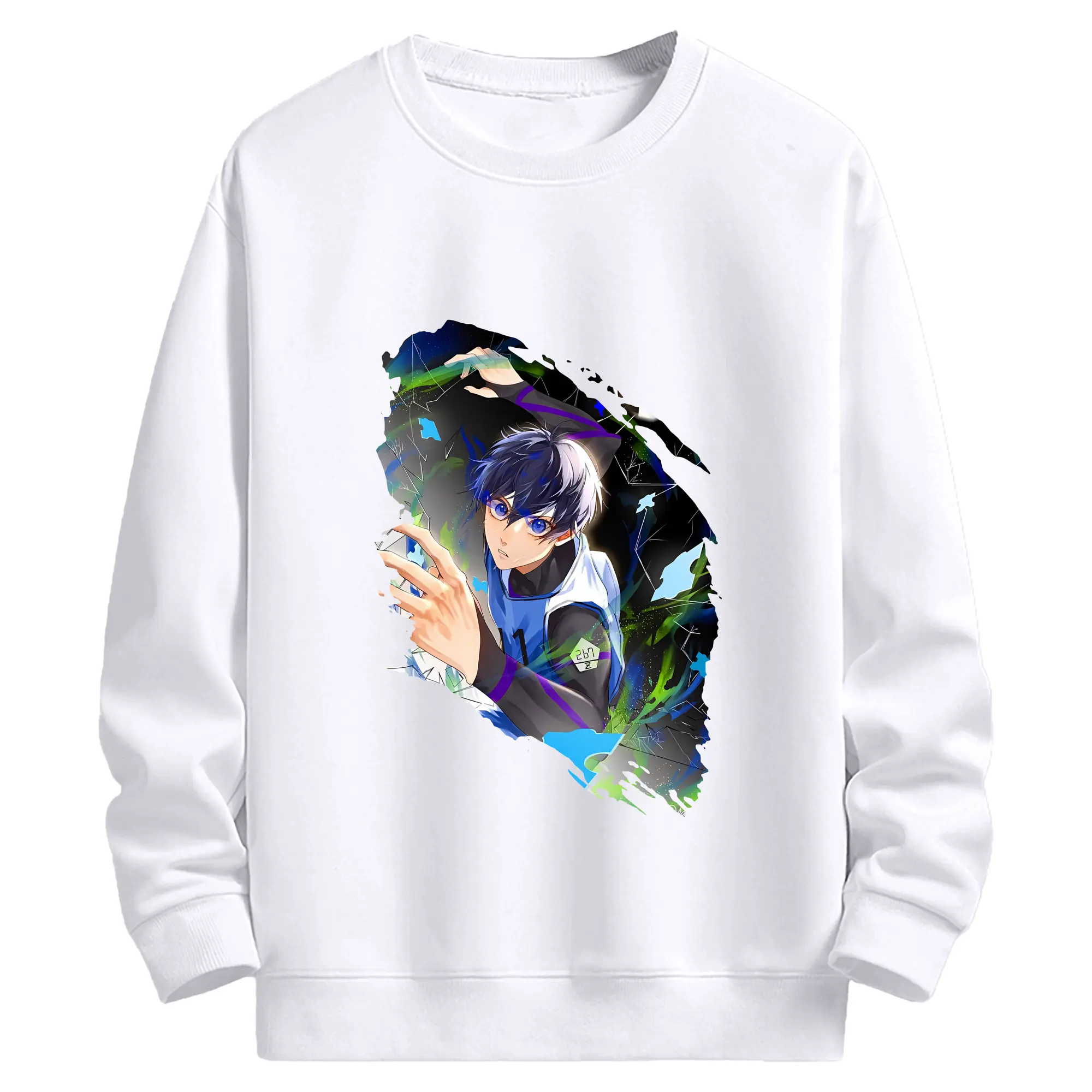 ブルーロック グッズ 潔 世一 - 高品質 クルーネック スウェット ・ コットン59％ ポリエステル41％ ・ ユニセックス 長袖 トレーナー ・ カジュアル デイリー スポーツ 散歩用