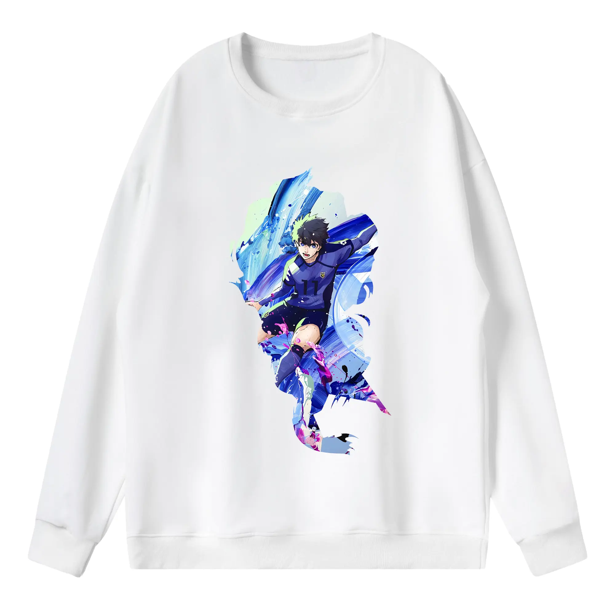 ブルーロック グッズ 潔 世一 - 薄手 クルーネック スウェット 裏毛260g · ポリエステル 春秋向け カジュアル 男女兼用 · トレーナー デイリー スポーツ 散歩に最適