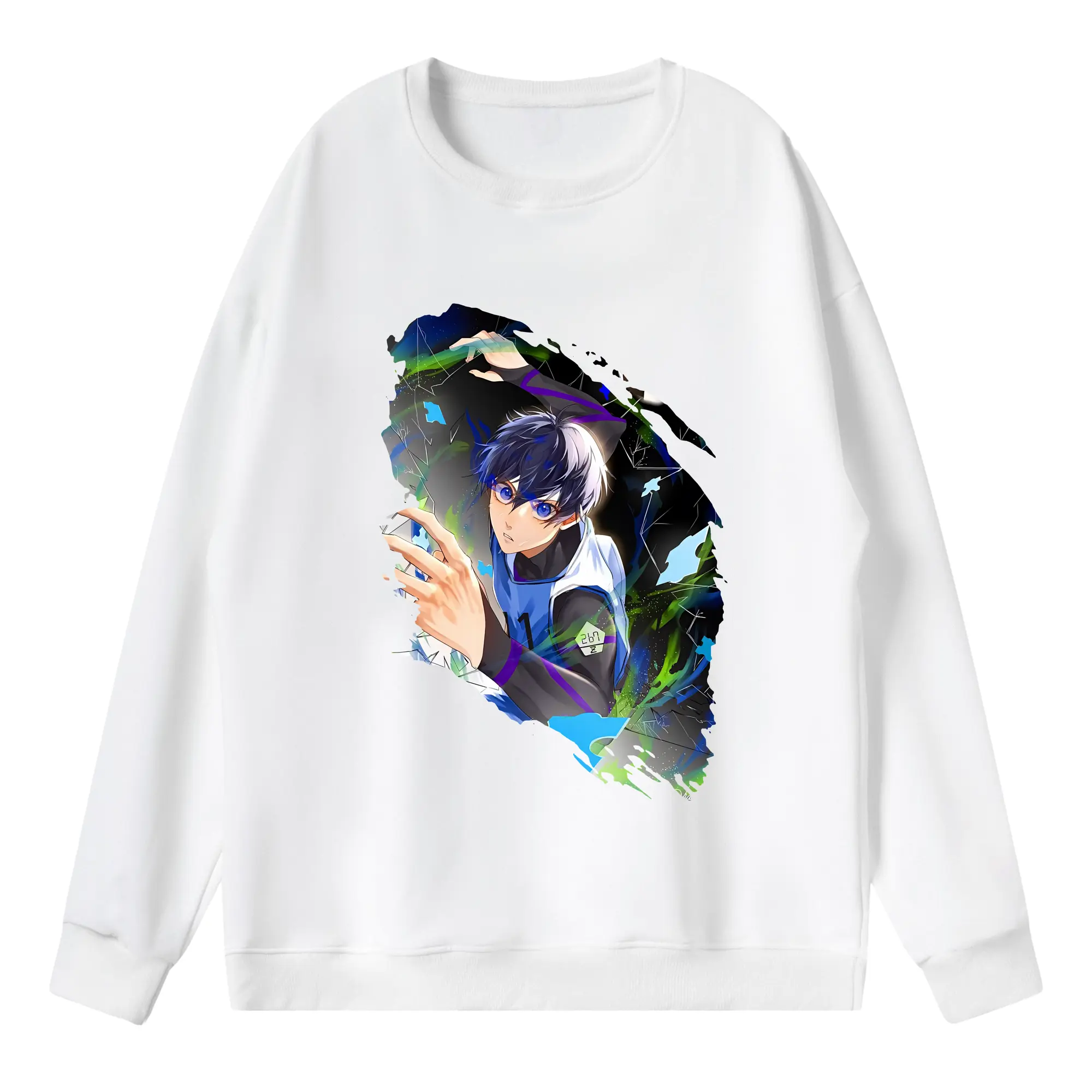 ブルーロック グッズ 潔 世一 - 薄手 クルーネック スウェット 裏毛260g · ポリエステル 春秋向け カジュアル 男女兼用 · トレーナー デイリー スポーツ 散歩に最適