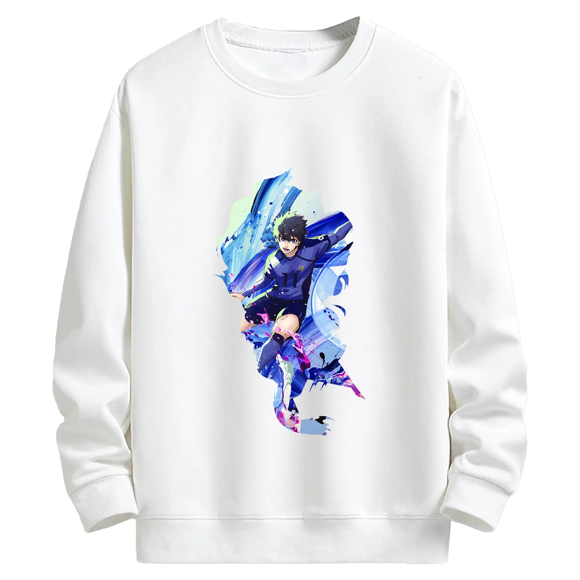 ブルーロック グッズ 潔 世一 - キッズ クルーネックスウェットシャツ ・ フロントプリント ・ 綿80％ ポリエステル20％ ・ 快適 通学 スポーツ 日常使い お散歩用