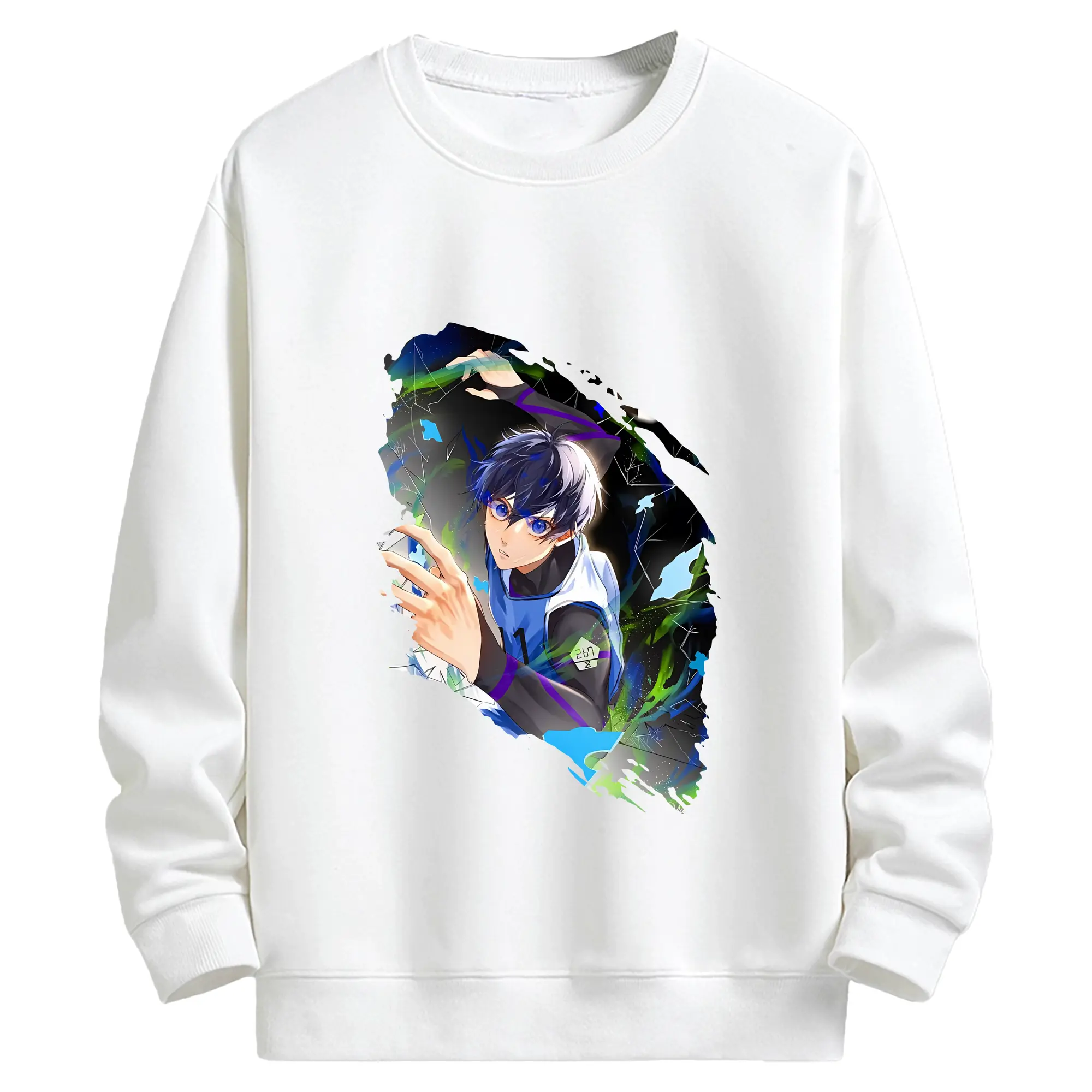 ブルーロック グッズ 潔 世一 - キッズ クルーネックスウェットシャツ ・ フロントプリント ・ 綿80％ ポリエステル20％ ・ 快適 通学 スポーツ 日常使い お散歩用
