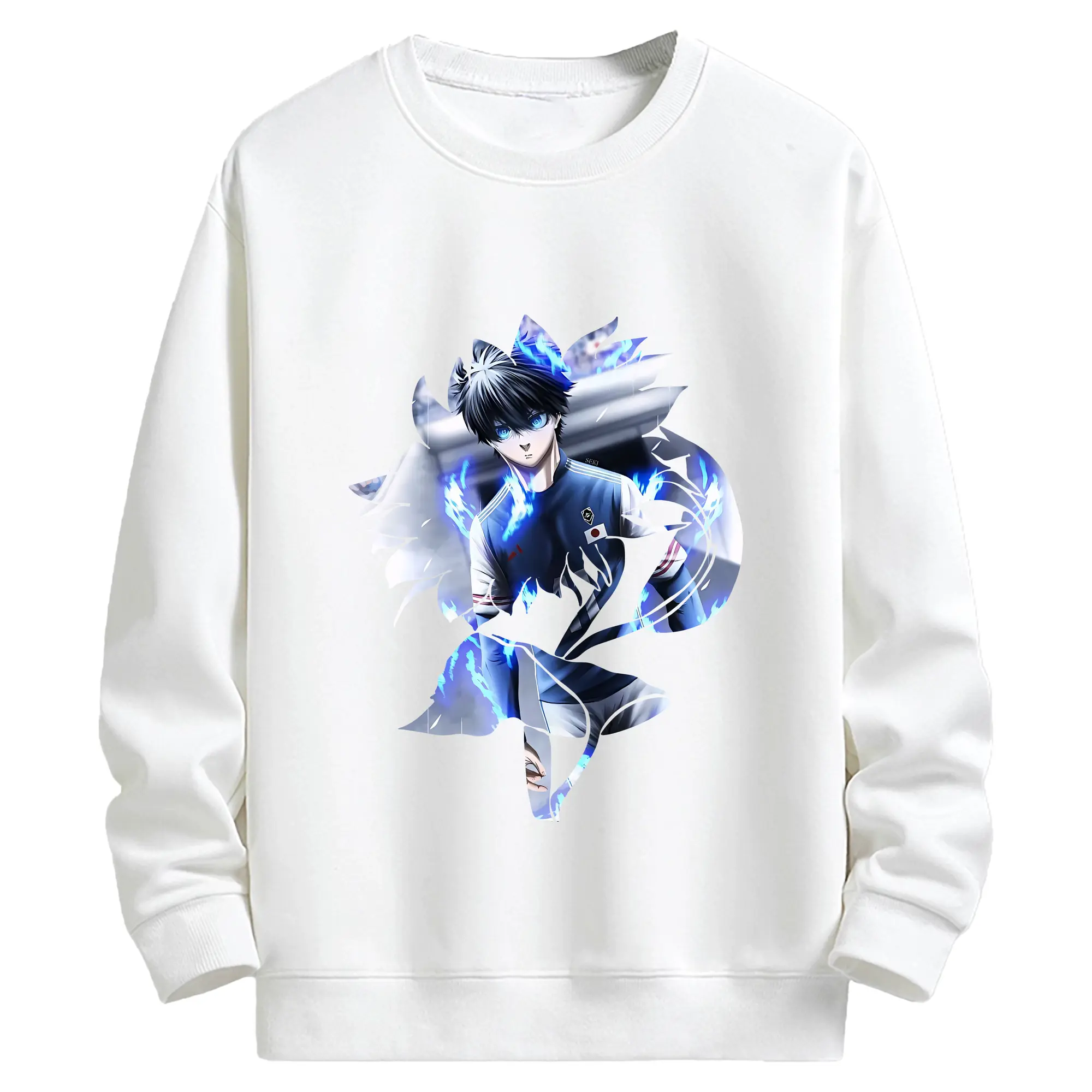ブルーロック グッズ 潔 世一 - キッズ クルーネックスウェットシャツ ・ フロントプリント ・ 綿80％ ポリエステル20％ ・ 快適 通学 スポーツ 日常使い お散歩用