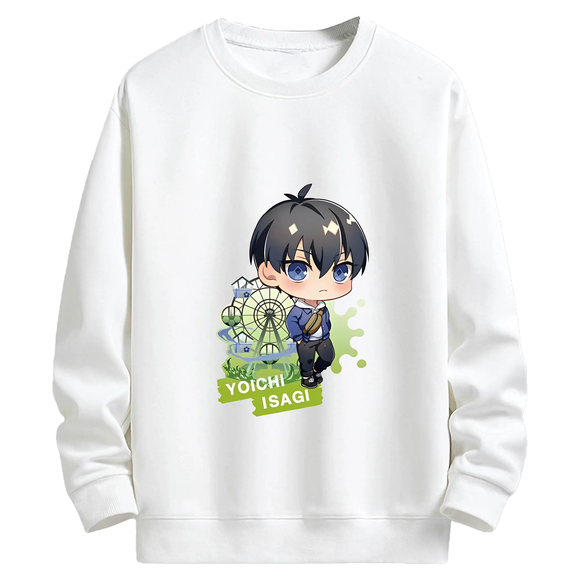 ブルーロック グッズ 潔 世一 - キッズ クルーネックスウェットシャツ ・ フロントプリント ・ 綿80％ ポリエステル20％ ・ 快適 通学 スポーツ 日常使い お散歩用
