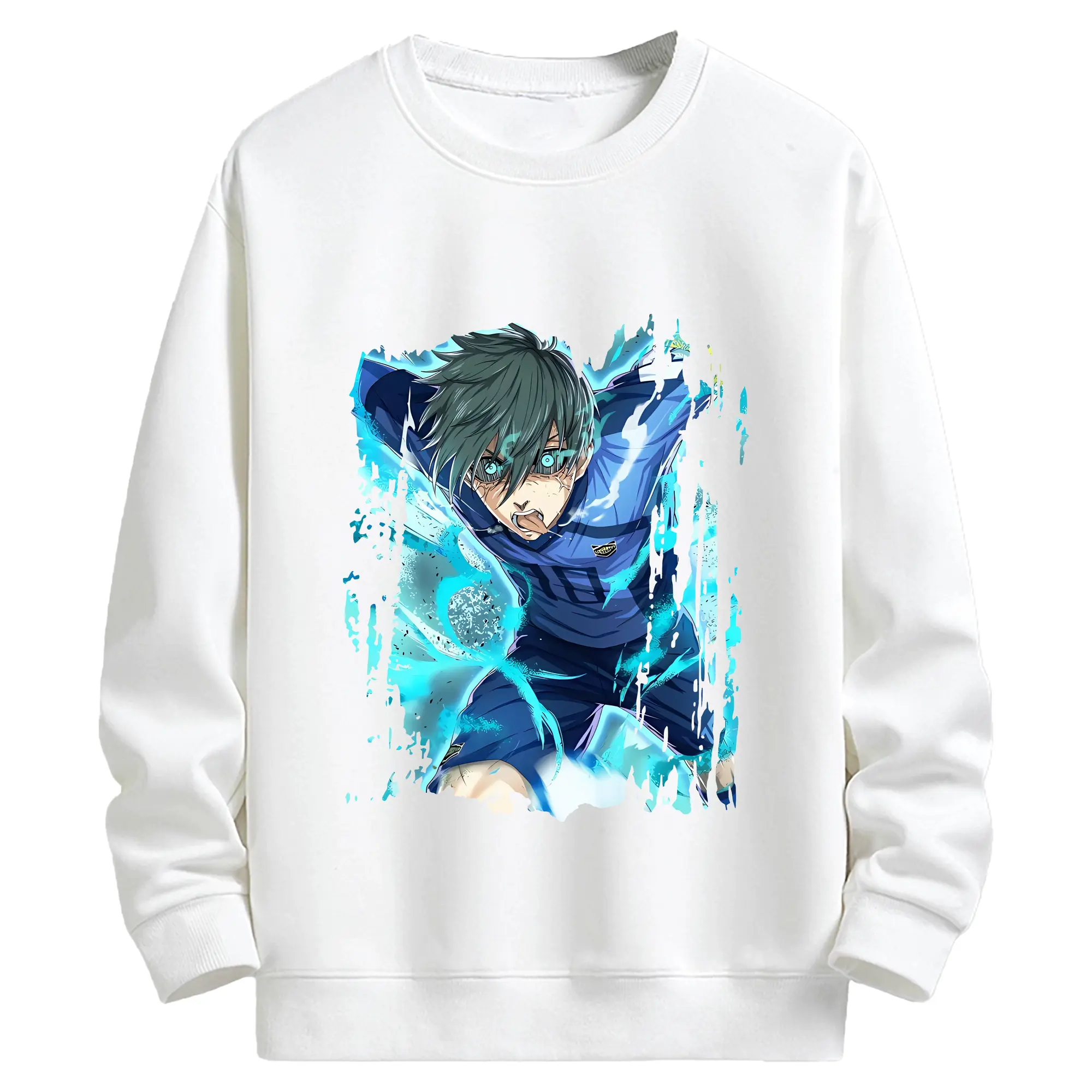 ブルーロック グッズ 潔 世一 - キッズ クルーネックスウェットシャツ ・ フロントプリント ・ 綿80％ ポリエステル20％ ・ 快適 通学 スポーツ 日常使い お散歩用