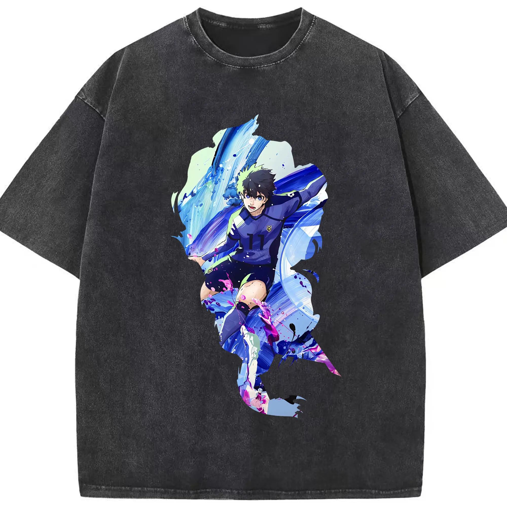 ブルーロック グッズ 潔 世一 - 綿100％ ヴィンテージ風 半袖Tシャツ ・ フロントプリント ・ 柔らか肌触り ・ 通気性 快適 ・ スポーツ カジュアル 外出用