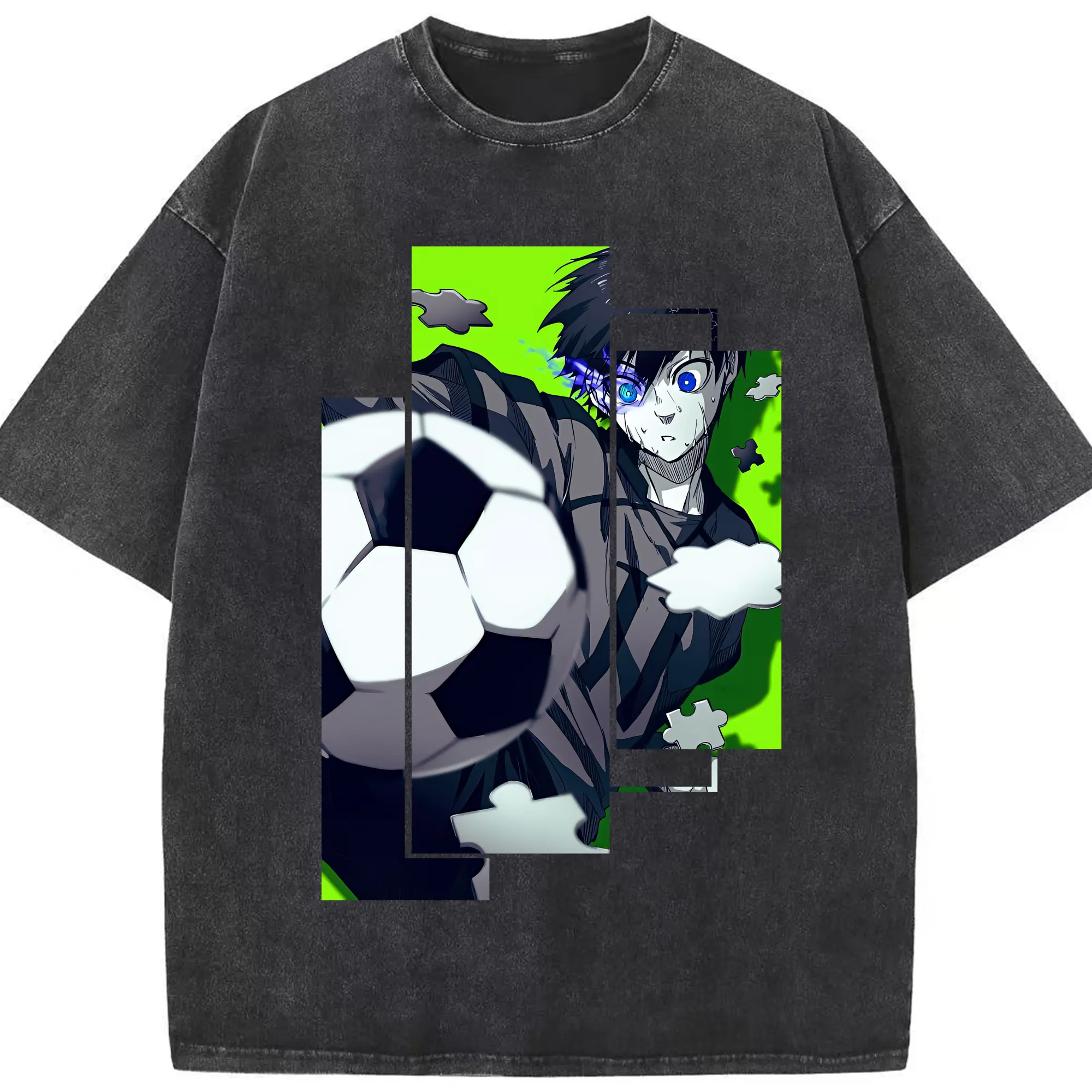 ブルーロック グッズ 潔 世一 - 綿100％ ヴィンテージ風 半袖Tシャツ ・ フロントプリント ・ 柔らか肌触り ・ 通気性 快適 ・ スポーツ カジュアル 外出用