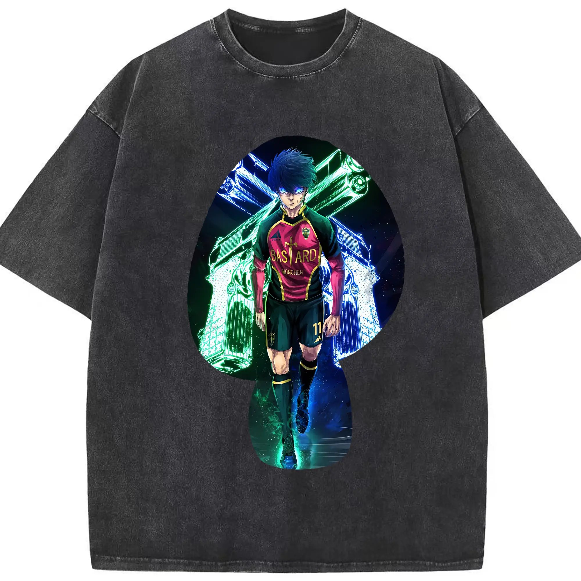 ブルーロック グッズ 潔 世一 - 綿100％ ヴィンテージ風 半袖Tシャツ ・ フロントプリント ・ 柔らか肌触り ・ 通気性 快適 ・ スポーツ カジュアル 外出用