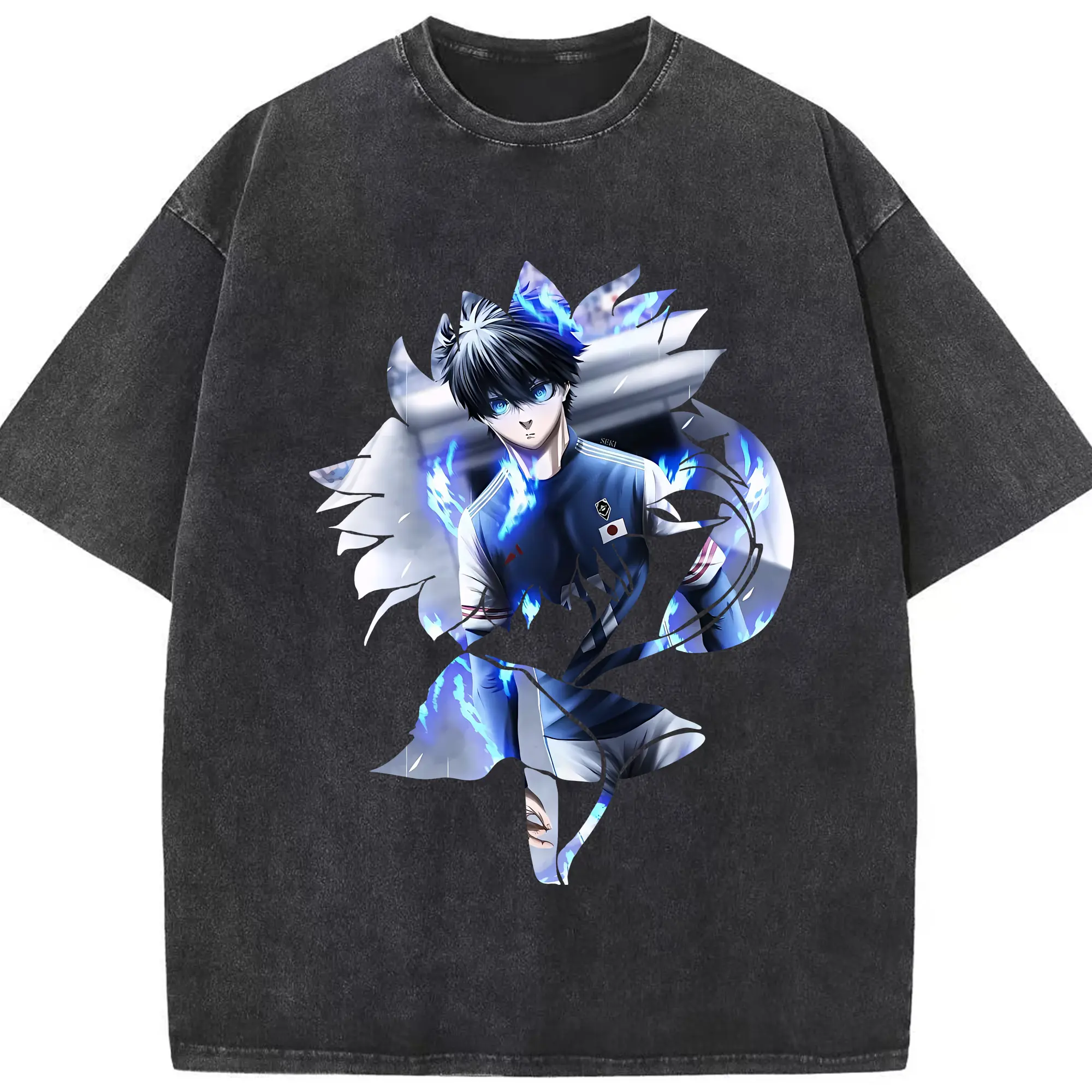 ブルーロック グッズ 潔 世一 - 綿100％ ヴィンテージ風 半袖Tシャツ ・ フロントプリント ・ 柔らか肌触り ・ 通気性 快適 ・ スポーツ カジュアル 外出用