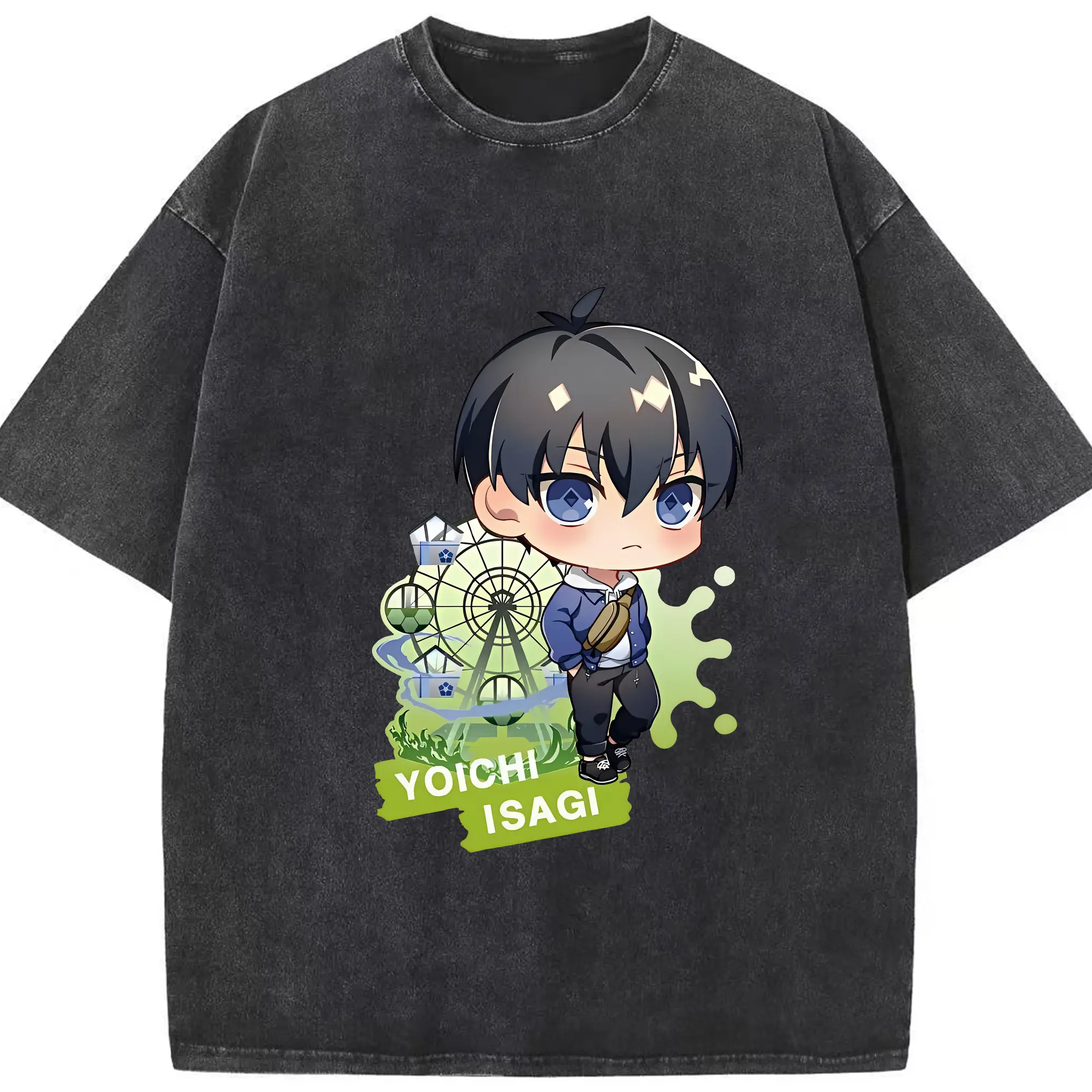 ブルーロック グッズ 潔 世一 - 綿100％ ヴィンテージ風 半袖Tシャツ ・ フロントプリント ・ 柔らか肌触り ・ 通気性 快適 ・ スポーツ カジュアル 外出用