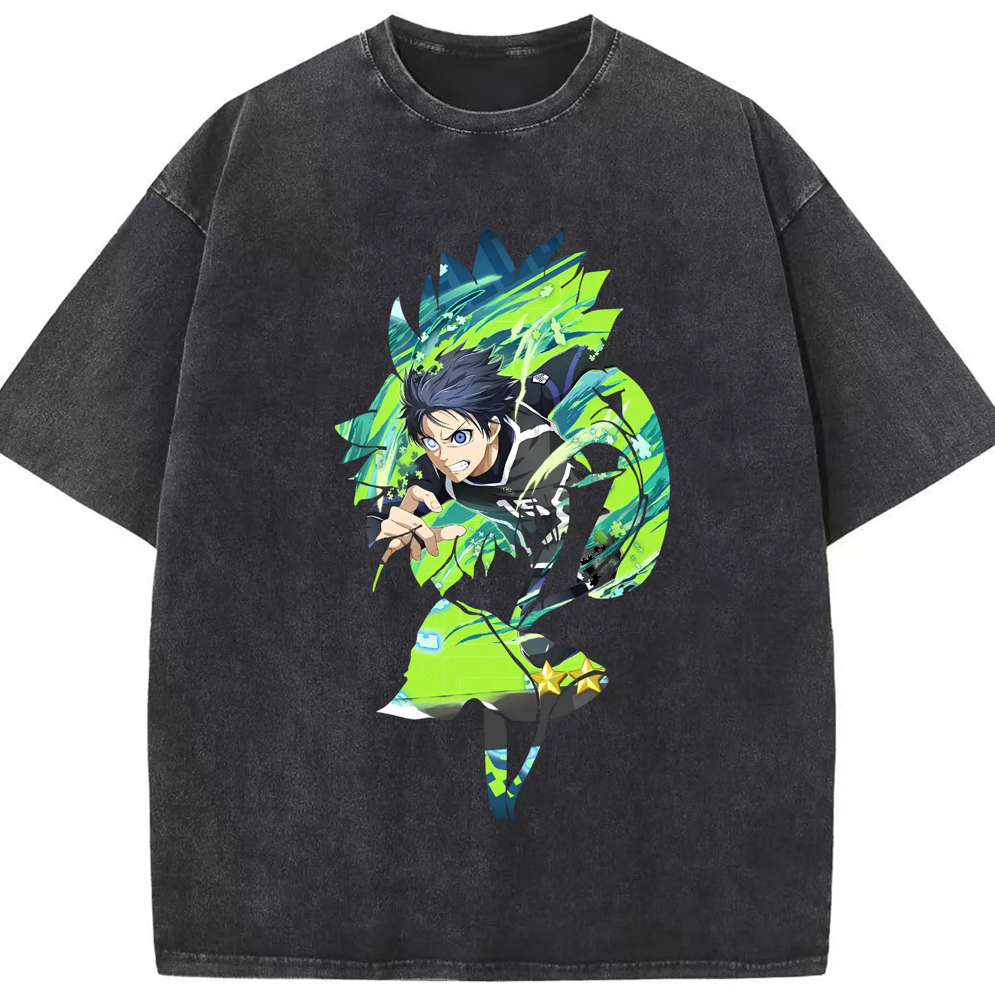 ブルーロック グッズ 潔 世一 - 綿100％ ヴィンテージ風 半袖Tシャツ ・ フロントプリント ・ 柔らか肌触り ・ 通気性 快適 ・ スポーツ カジュアル 外出用