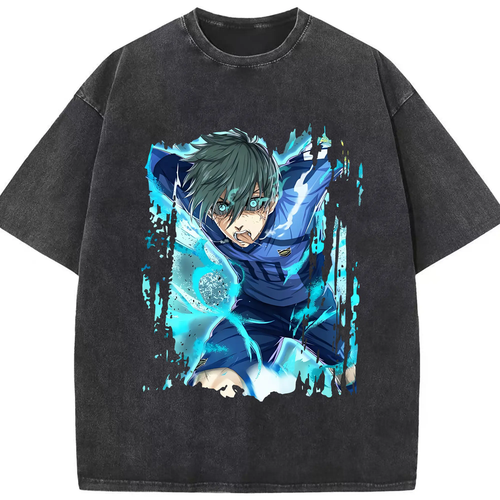 ブルーロック グッズ 潔 世一 - 綿100％ ヴィンテージ風 半袖Tシャツ ・ フロントプリント ・ 柔らか肌触り ・ 通気性 快適 ・ スポーツ カジュアル 外出用