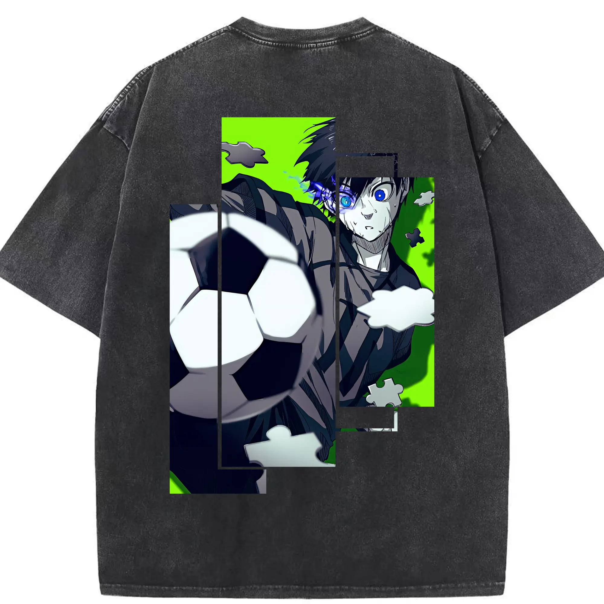 ブルーロック グッズ 潔 世一 - 綿100％ ヴィンテージ風 半袖Tシャツ ・ 背面プリント ・ 柔らか肌触り ・ 通気性 快適 ・ スポーツ カジュアル 外出用