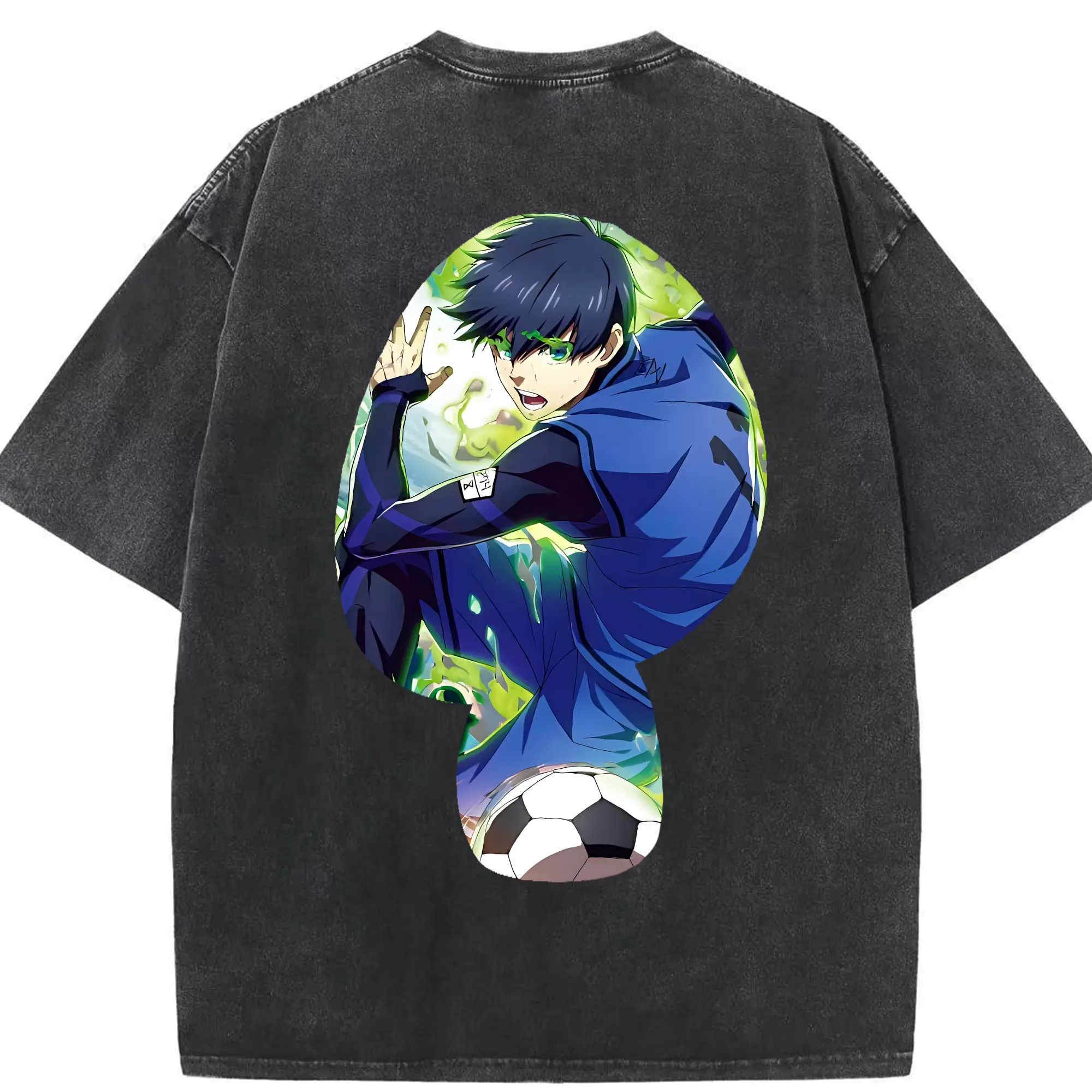 ブルーロック グッズ 潔 世一 - 綿100％ ヴィンテージ風 半袖Tシャツ ・ 背面プリント ・ 柔らか肌触り ・ 通気性 快適 ・ スポーツ カジュアル 外出用